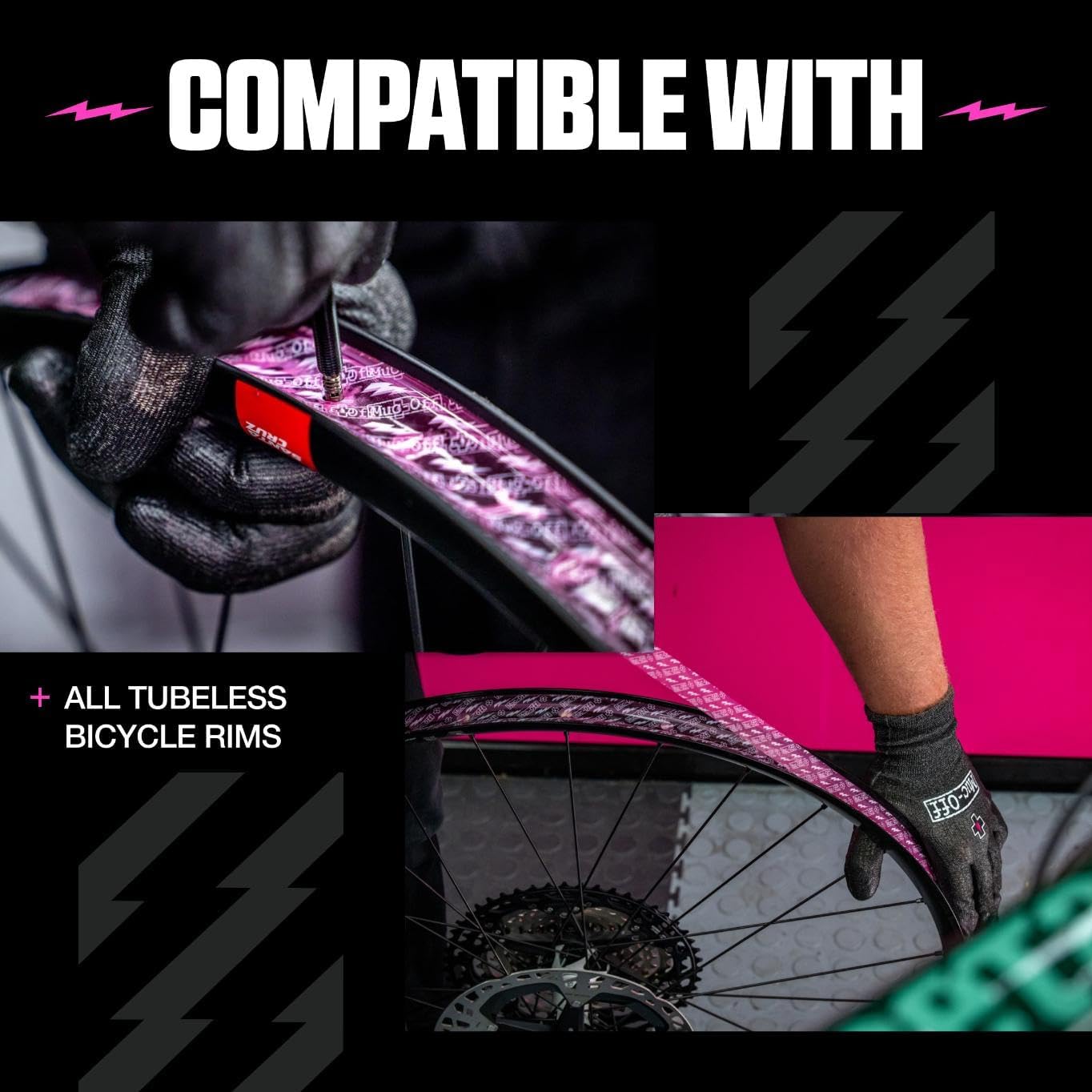 Detalle de Muc-Off Fond de Jante Tubeless 30 mm – Rouleau 10 m avec patches d’étanchéité (4) et 6 largeurs compatibles