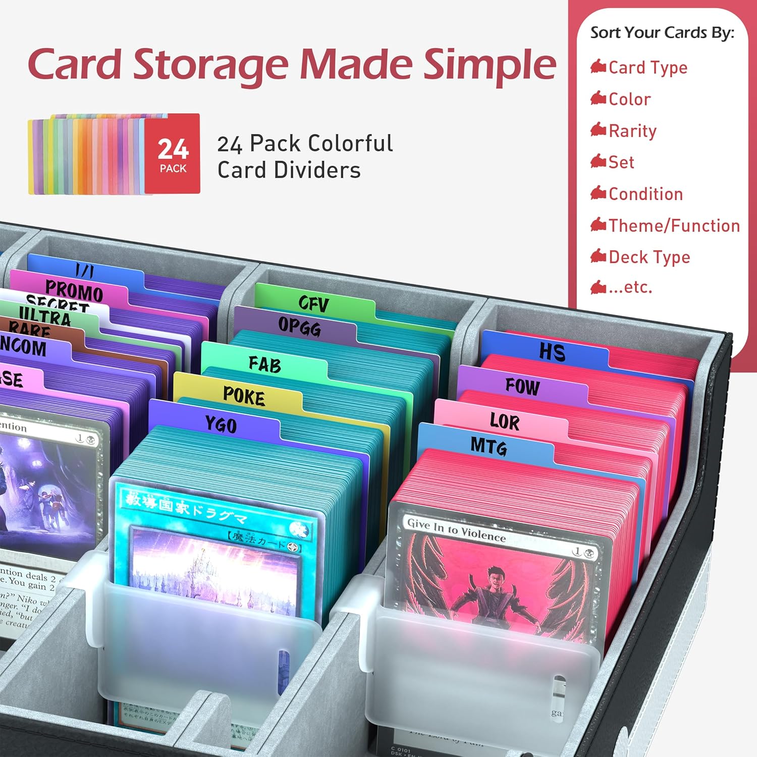 Thumbnail 3 de ENTUMO 4-Row【3200+】 Trading Card Storage Box – Comprehensive Organizer for MTG, Commander, and More