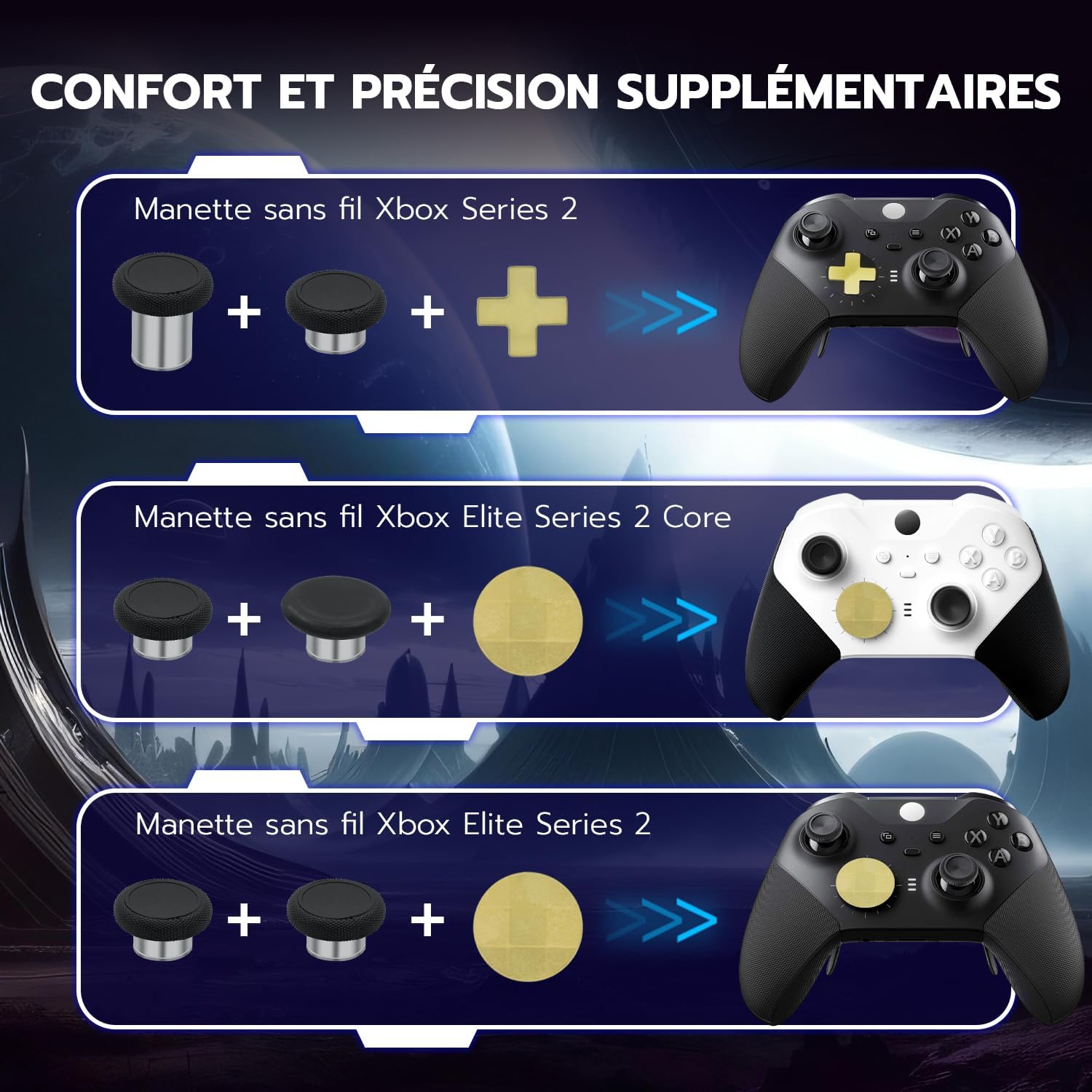 Thumbnail 2 de Kit Mcbazel 13 en 1 pour manette Xbox Elite Series 2 : thumbsticks, palettes et d-pads avec étui