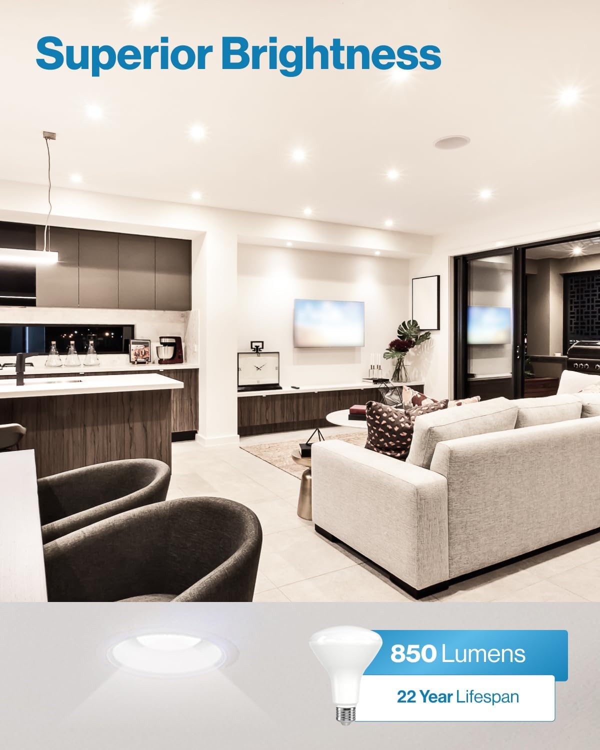 Detalle 2 de Sunco Lighting BR30-11W-4K-12PK BR30 LED Flood Bulbs, 4000K, Dimmable