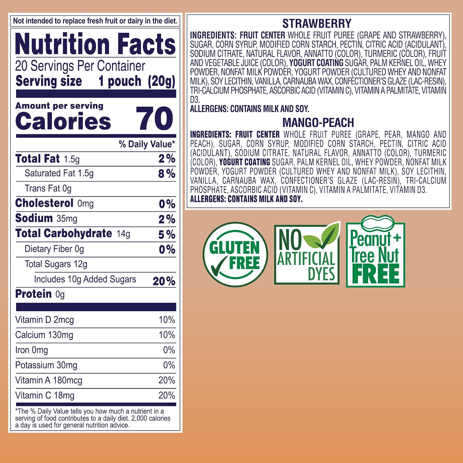 Detalle 2 de Welch's Fruit 'n Yogurt Variety Pack, 40 Count, 0.7 oz Packs