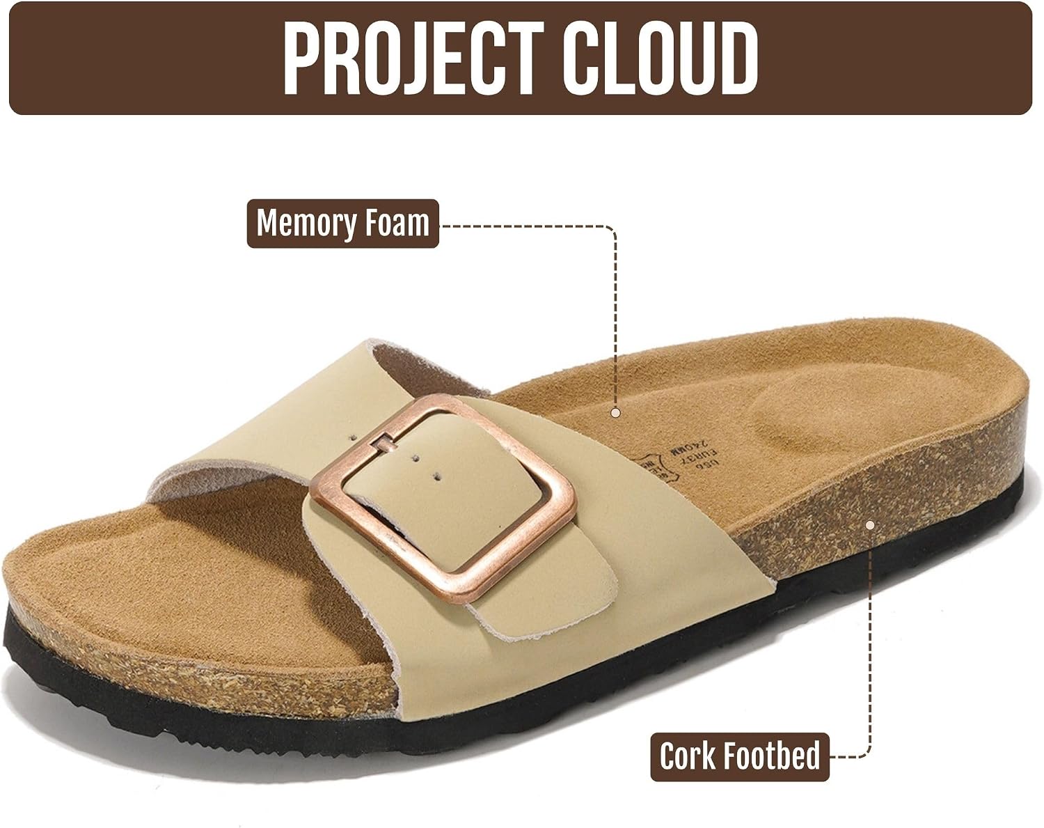 Detalle de Project Cloud 100% Genuine Leather Sandals for Women
