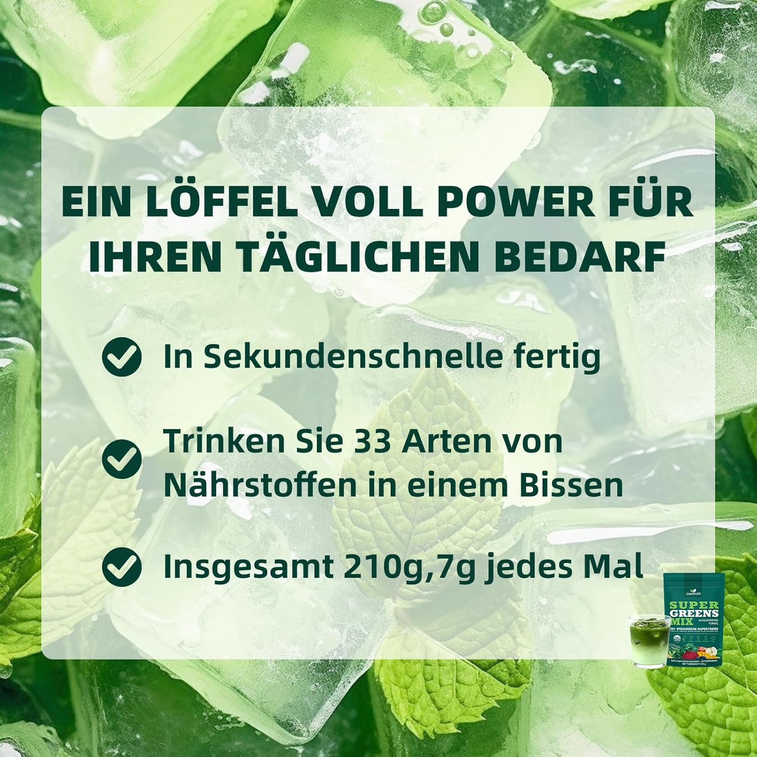 Detalle 2 de Grüne Entgiftungspulver – Grünes Superfood Pulver Helfer (33 Zutaten mit Spirulina & Chlorella)