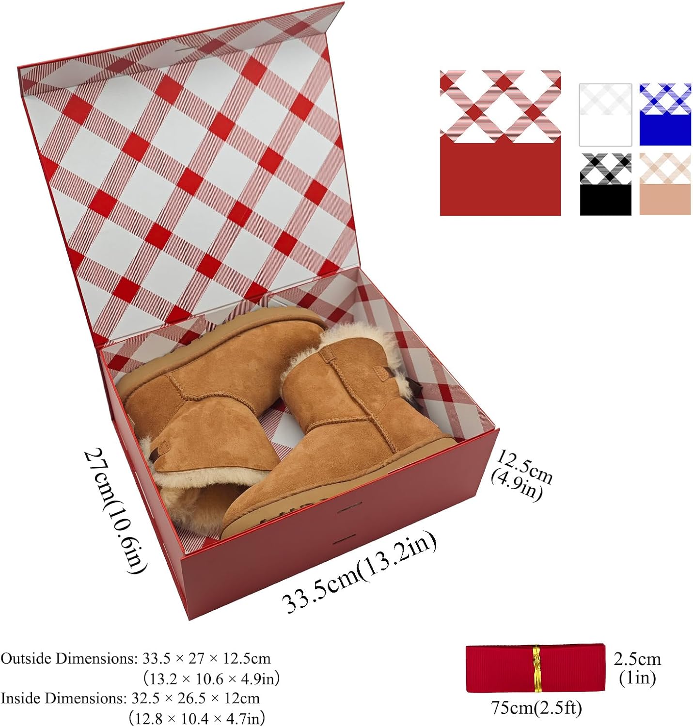 Thumbnail 1 de Tekhoho Red Large Gift Box (33.5 x 27 x 12.5 cm) with Magnetic Lid & Ribbon