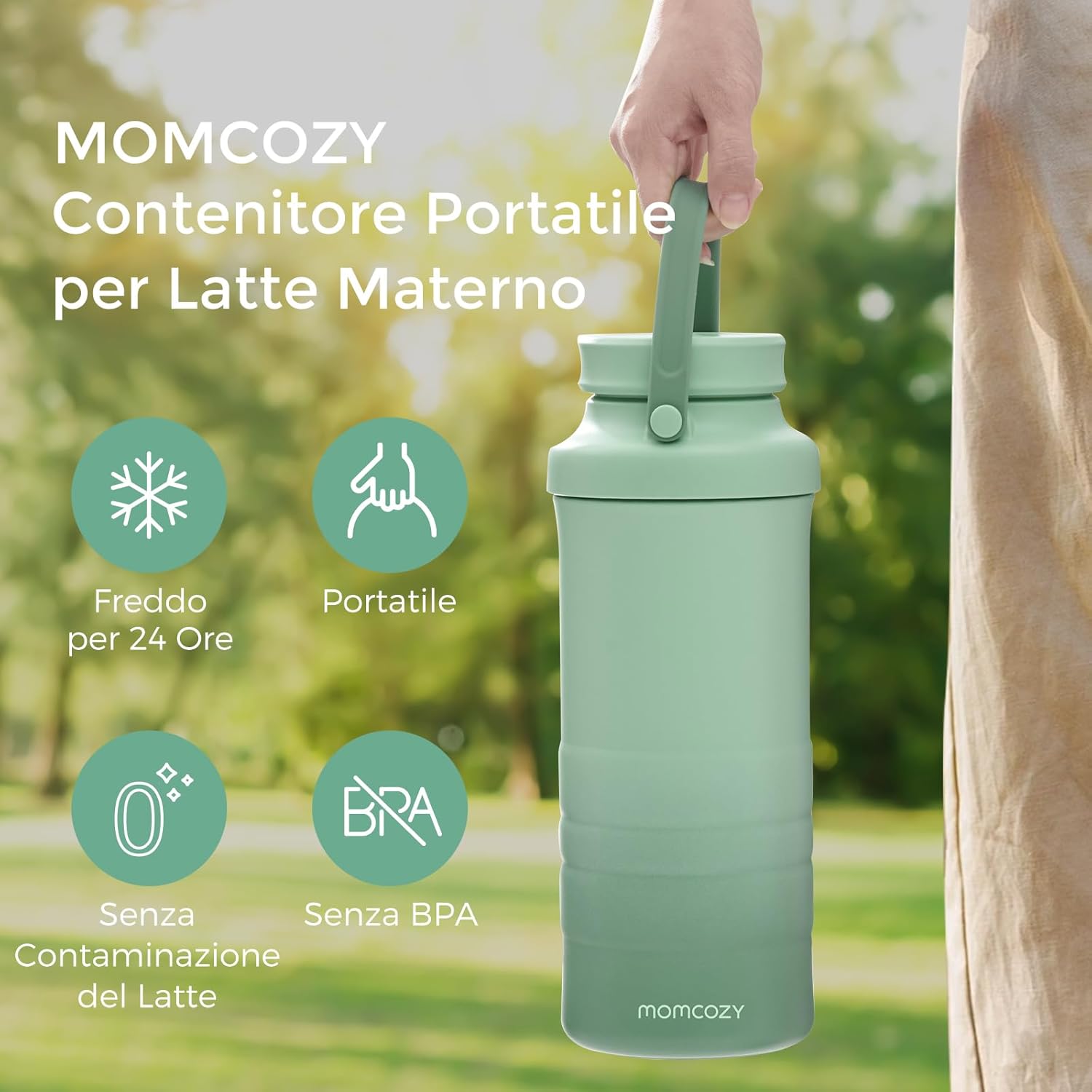 Thumbnail 1 de Momcozy Refrigeratore portatile per latte materno 650 ml – raffreddamento 360° per esterni