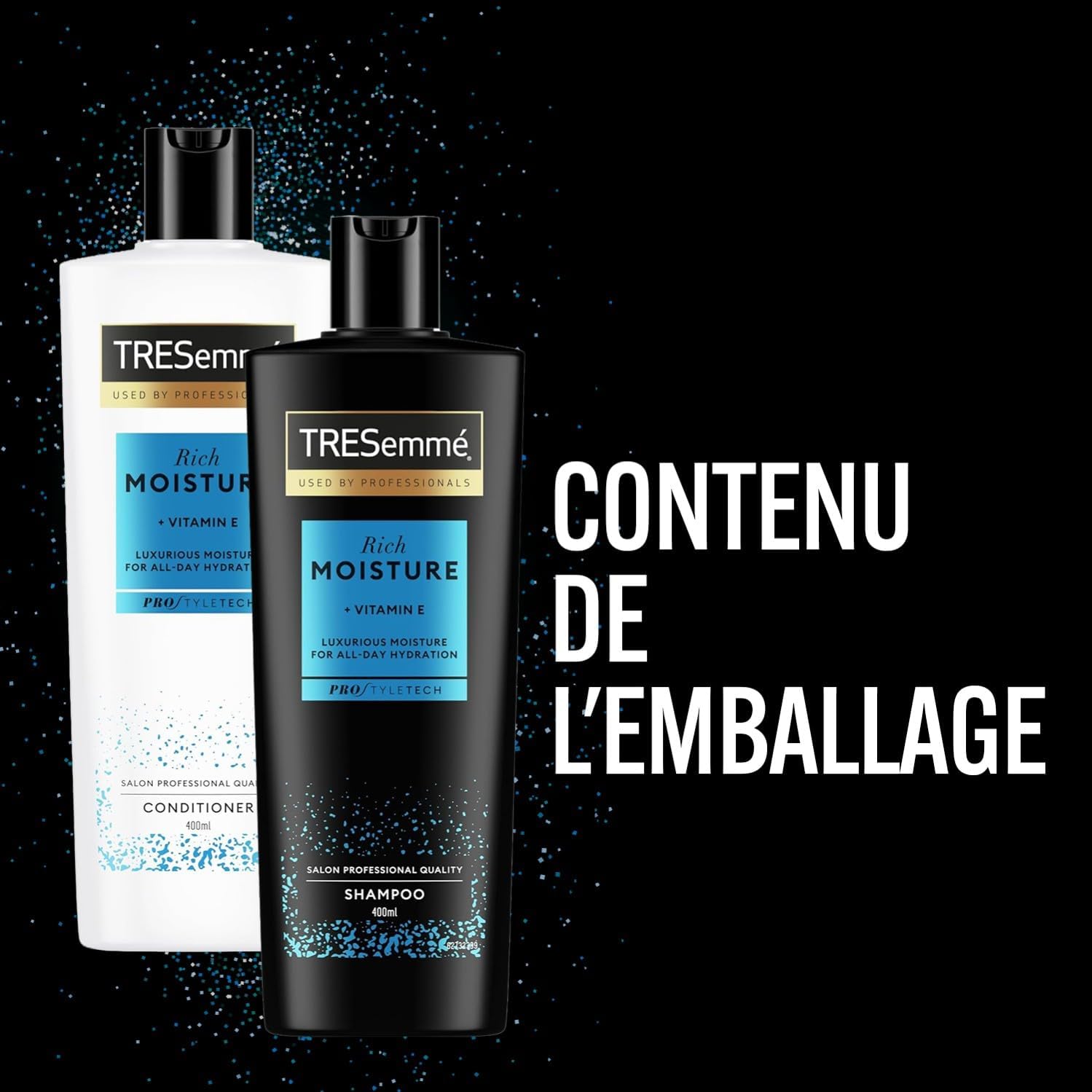 Thumbnail 5 de TRESemmé Rich Moisture Set Shampoo + Après-shampooing pour cheveux secs et abîmés (vitamine E) — 400 ml + 400 ml