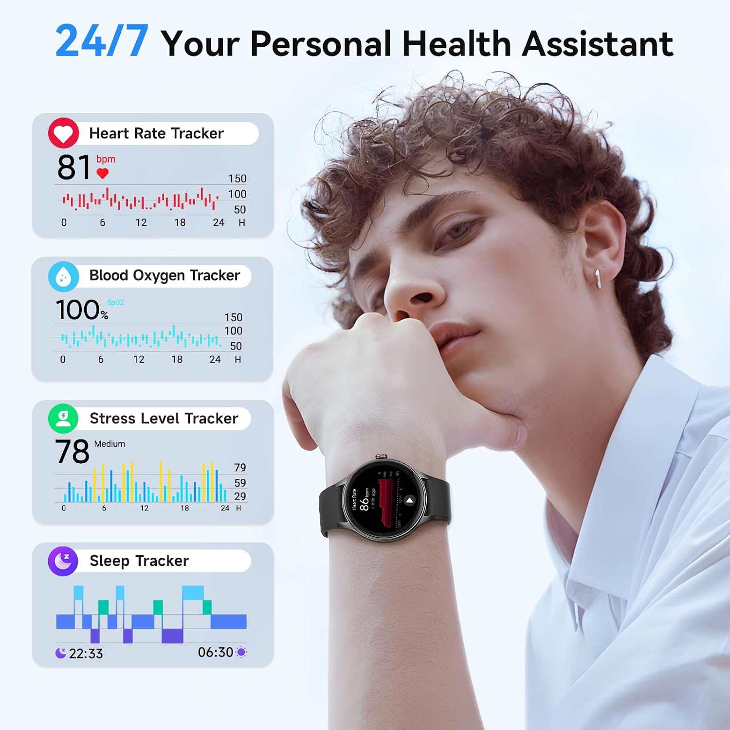 Thumbnail 3 de Fitpolo Smart Watch for Men Women