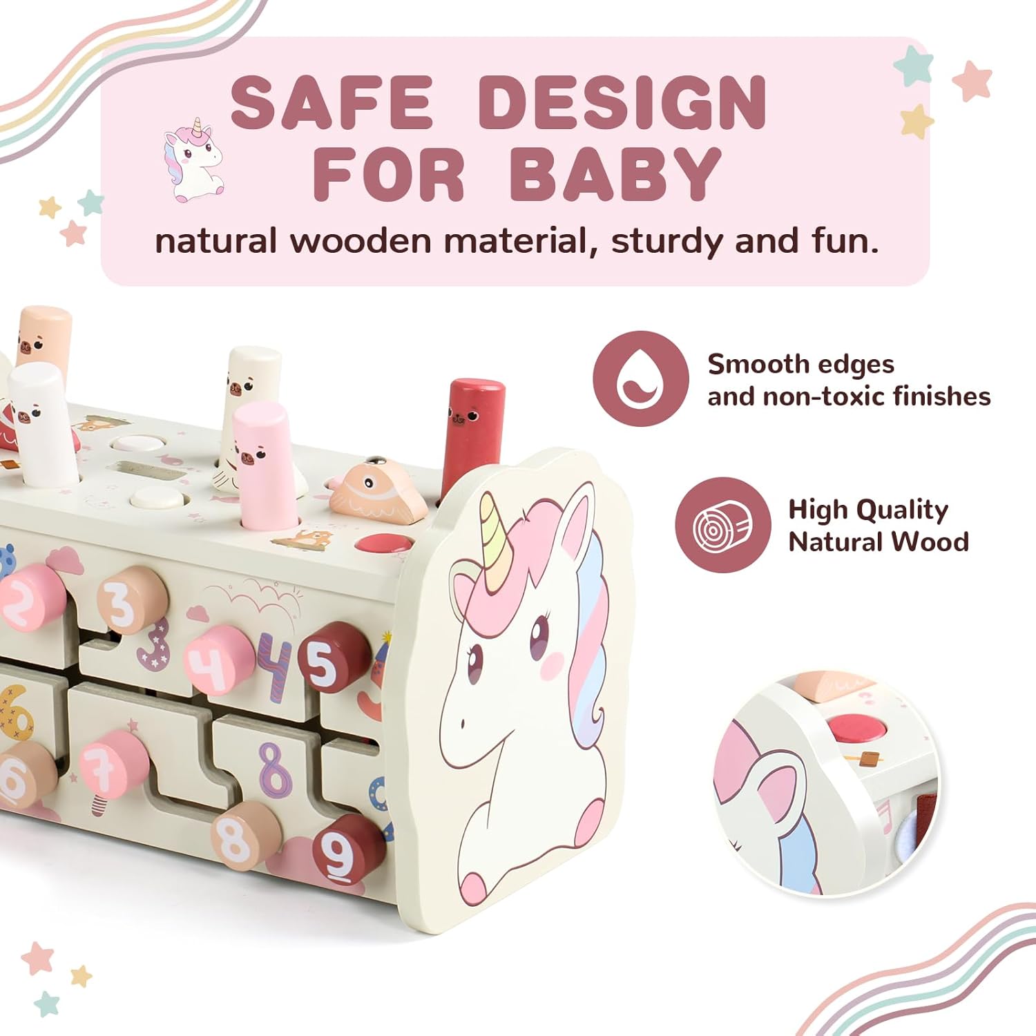 Detalle de Fajiabao 4‑in‑1 Montessori Wooden Toy for 12–18 Months