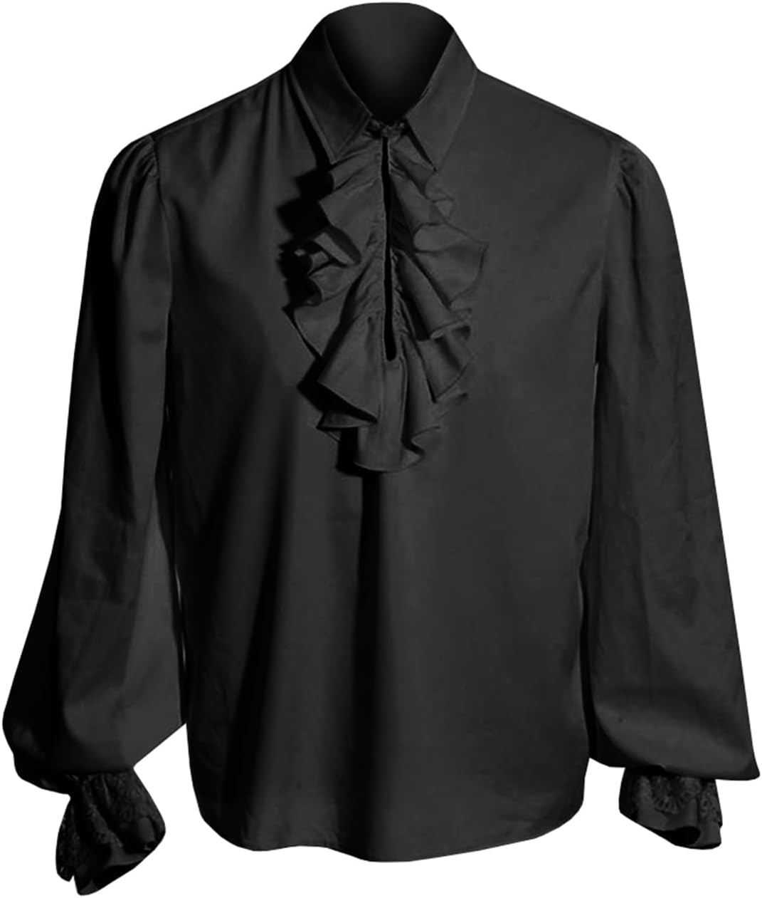 Detalle de Bbalizko Men's Pirate Shirt, Long-Sleeve Renaissance Costume Top with Ruffles