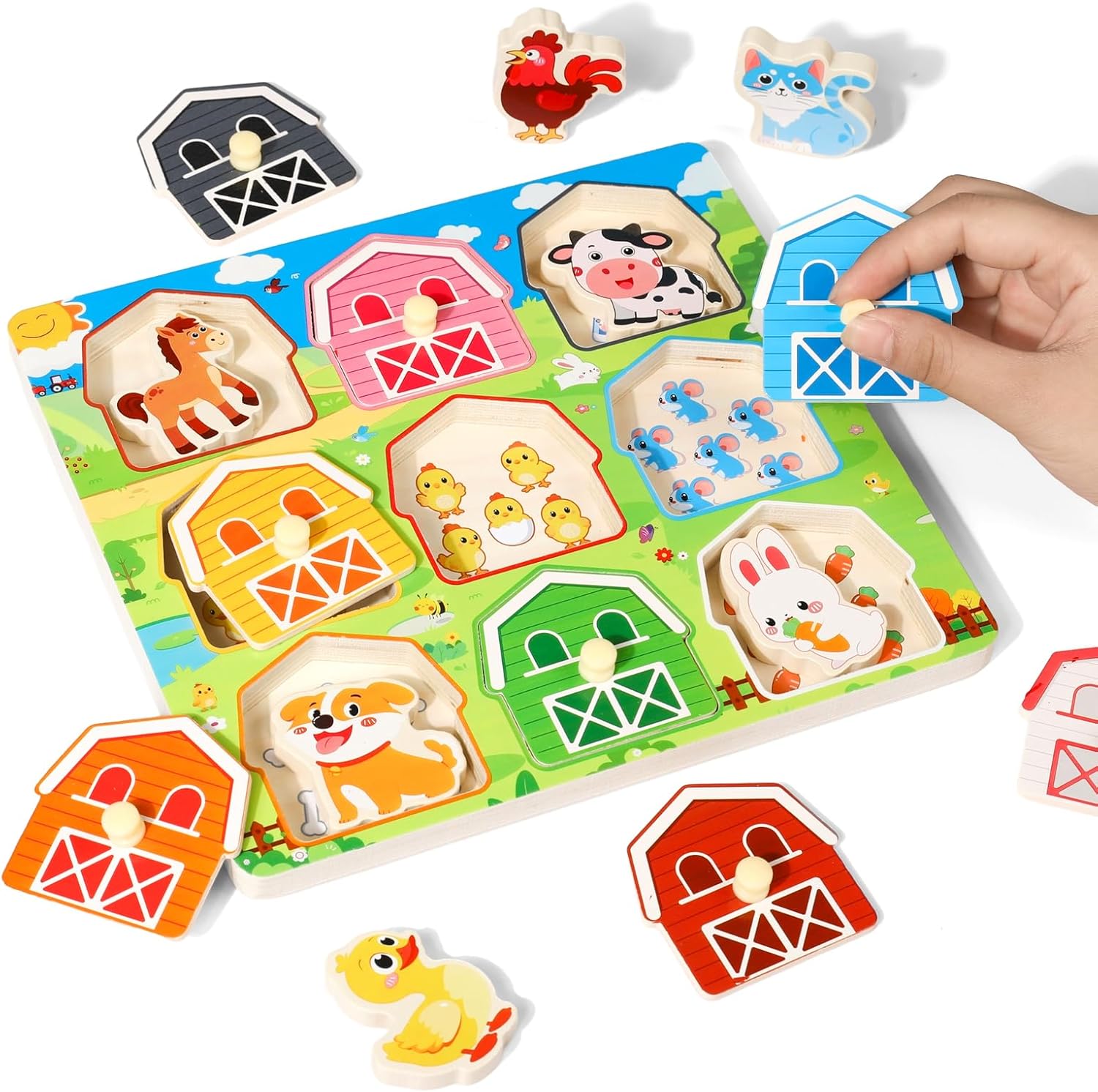 Detalle 2 de Holzpuzzle Montessori Tierpuzzle ab 1 Jahr