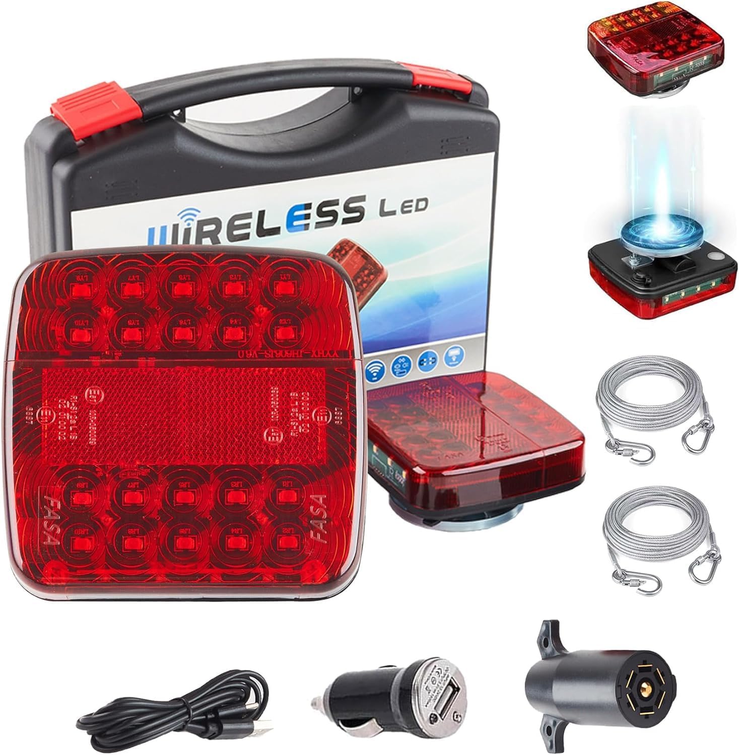 OOGGA Wireless Trailer Lights Magnetic: Portable, Battery-Powered LED Kit for Safe Towing