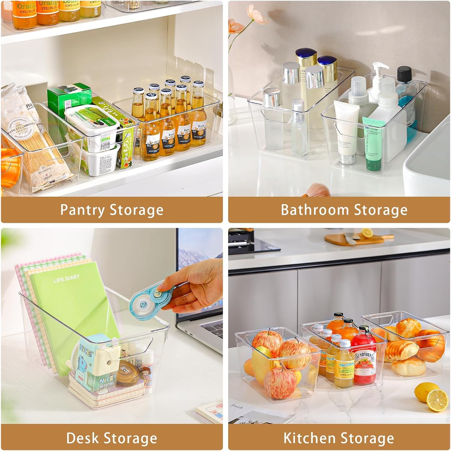 Thumbnail 4 de Freebat 12 Pack Large Clear Storage Bins for Pantry 🗂