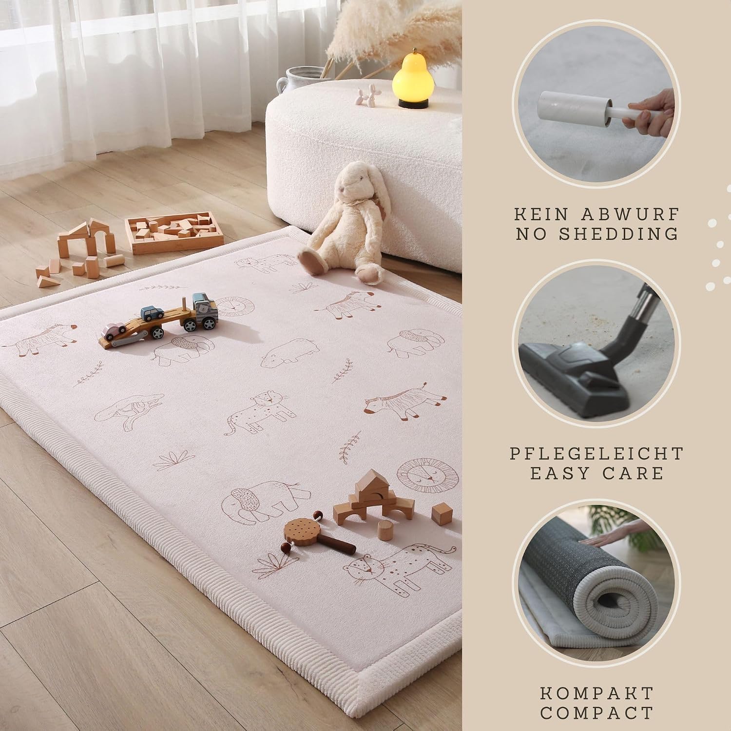 Thumbnail 3 de Hakuna Matte Wolkenweiche Spielmatte Baby „Safari Zen“ 170x120x2,5 cm – Krabbelmatte mit Memory-Schaum & rutschfester Unterseite