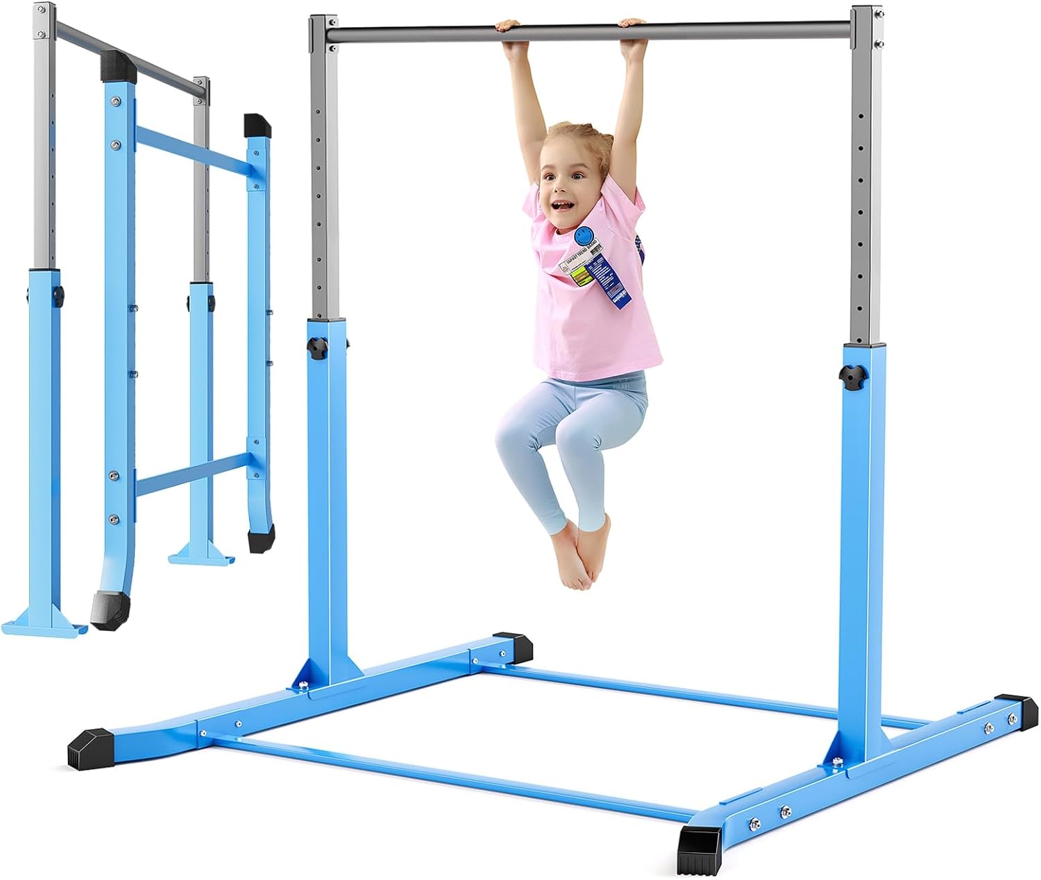 Detalle de Mosebears Adjustable Steel Gymnastics Bar for Kids, 3' to 5' Height