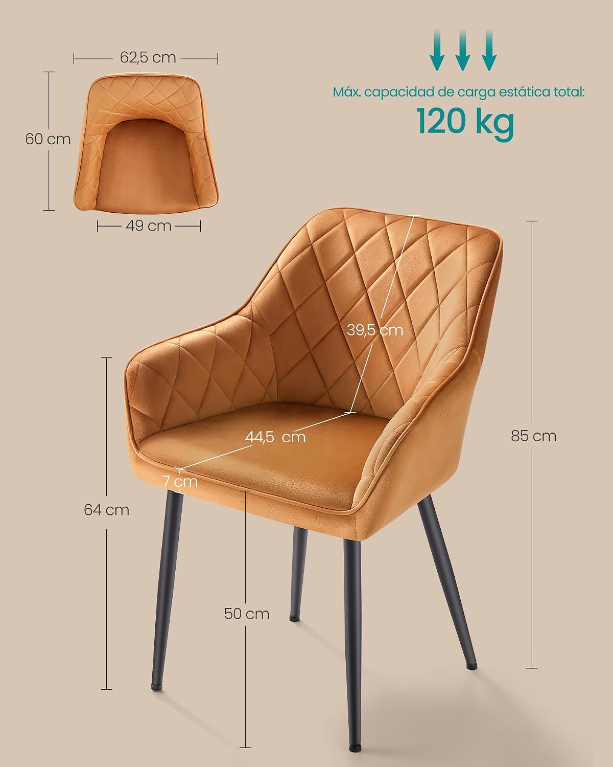 Thumbnail 2 de SONG MICS LDC088K01 Silla de Comedor de Terciopelo