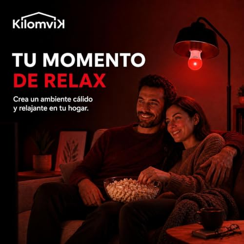 Thumbnail 6 de KILOMVIK Bombilla Luz Roja Nocturna Melatonina 7W, E27 (Pack 2) – 0% Luz Azul