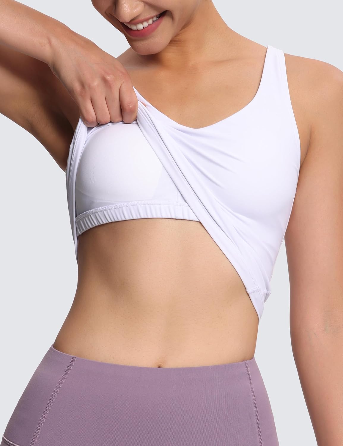 Detalle de THE GYM PEOPLE Reggiseno sportivo da donna senza ferretto imbottito, per allenamento e yoga