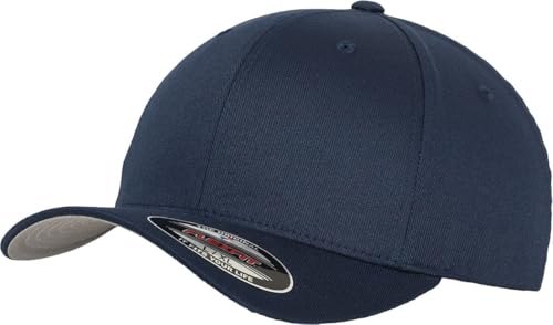Detalle de Flexfit Wooly Combed Cap – Unisex Baseballkappe, Navy, Jugendgröße