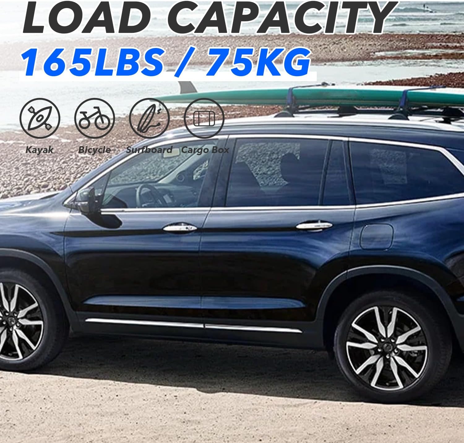 Detalle de Posris Roof Rack Side Rails and Cross Bars for 2016–2022 Honda Pilot