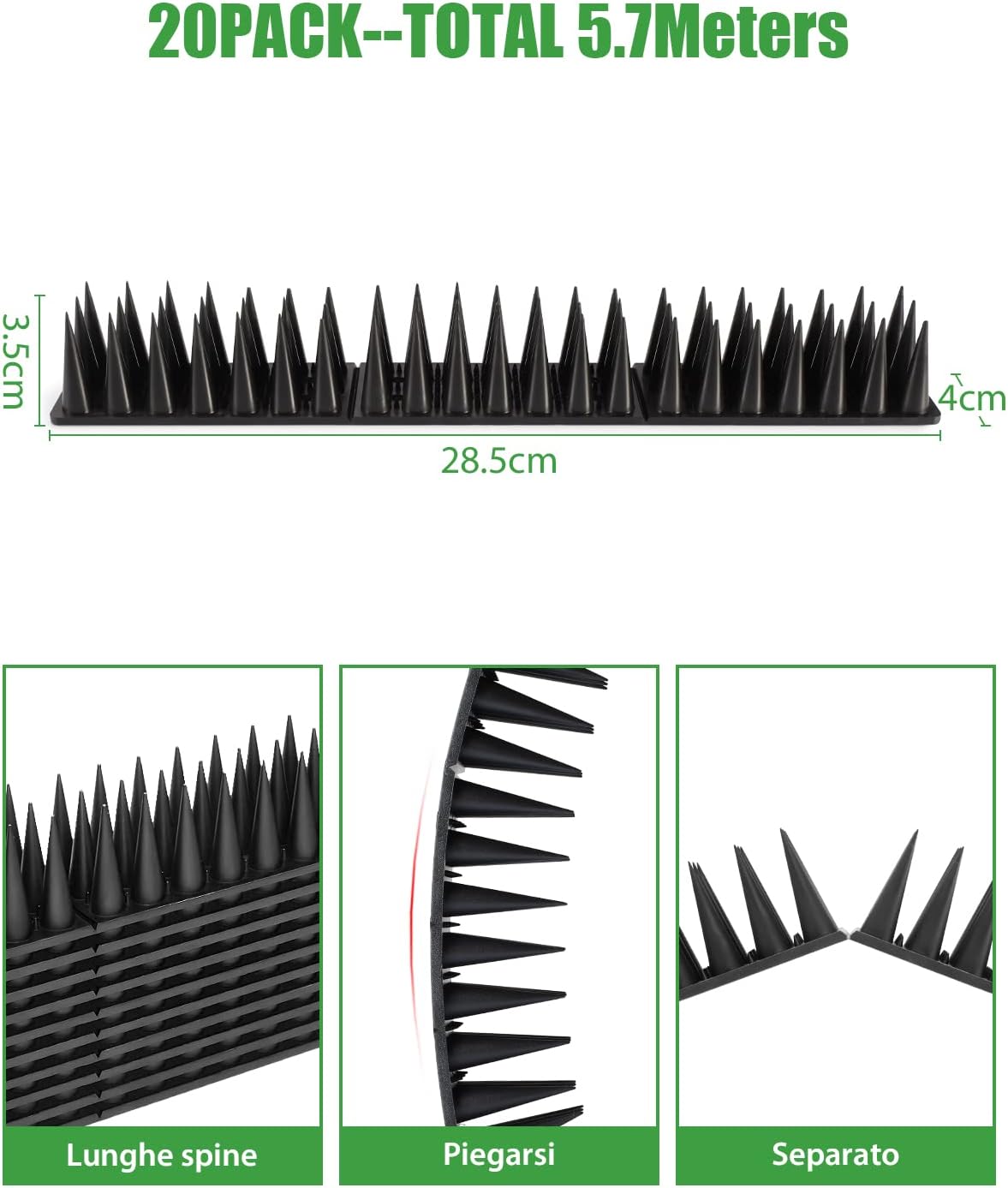 Detalle 2 de XDQQ Dissuasori Scaccia Piccioni – Set di 20 spuntoni in ABS per balcone e terrazza