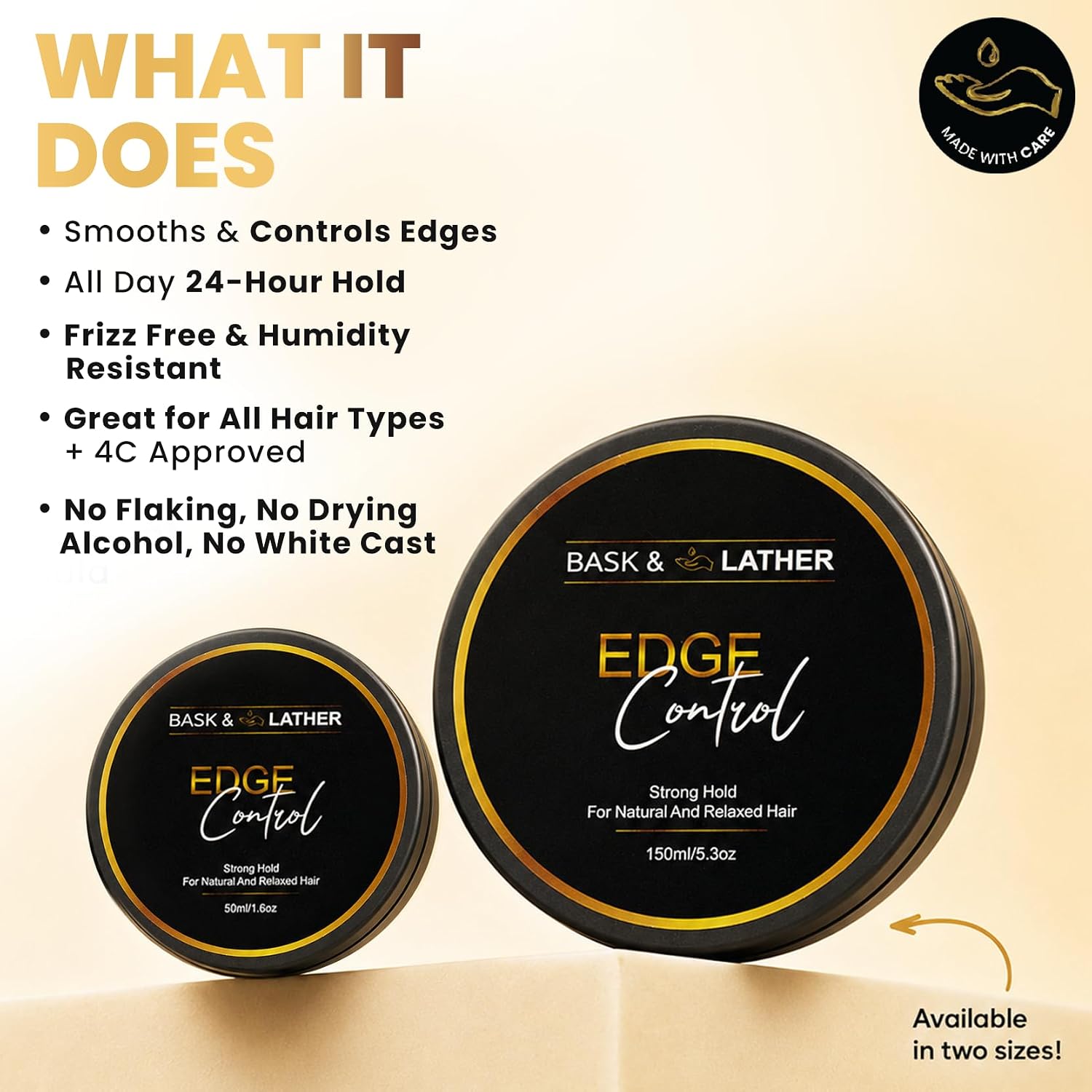 Thumbnail 2 de Bask & Lather Strong Hold Edge Control Gel with Castor Oil (No Flakes, No White Residue), 5.3 fl oz