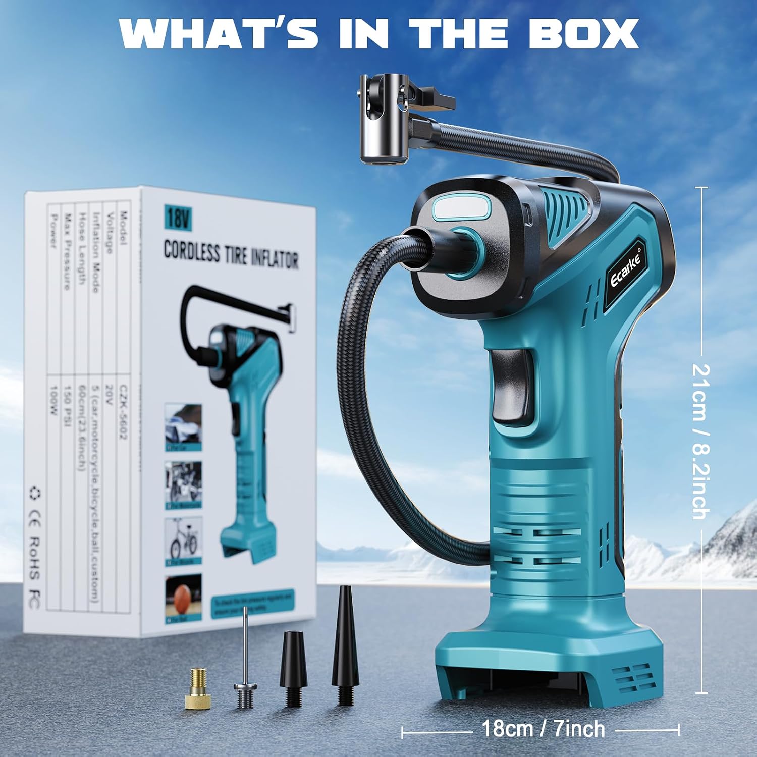 Detalle de Ecarke Cordless Tire Inflator 10 bar