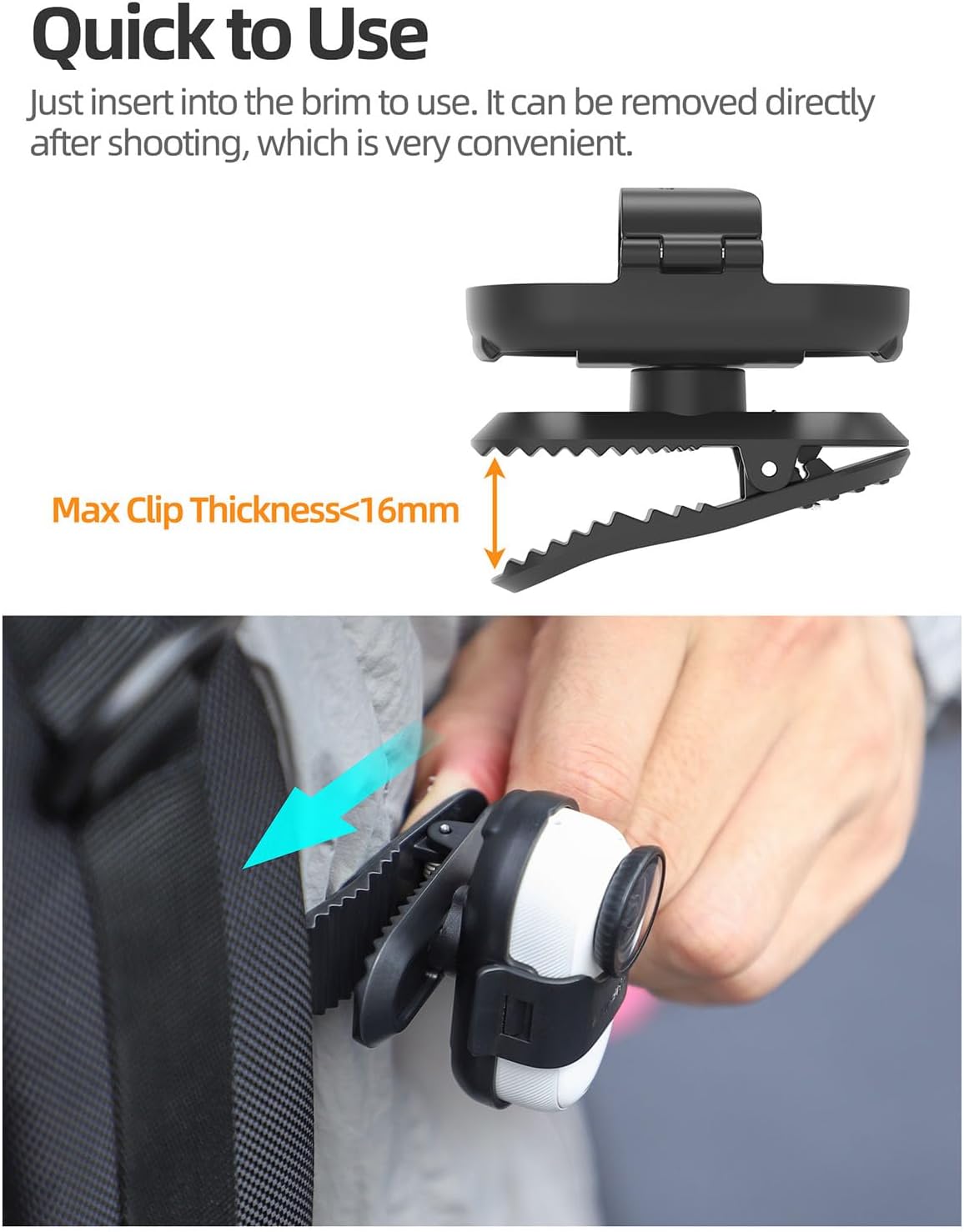 Thumbnail 3 de YUULNMOP 360° Rotation Backpack Hat Clip Mount for Insta360 Go 3/Go 3S