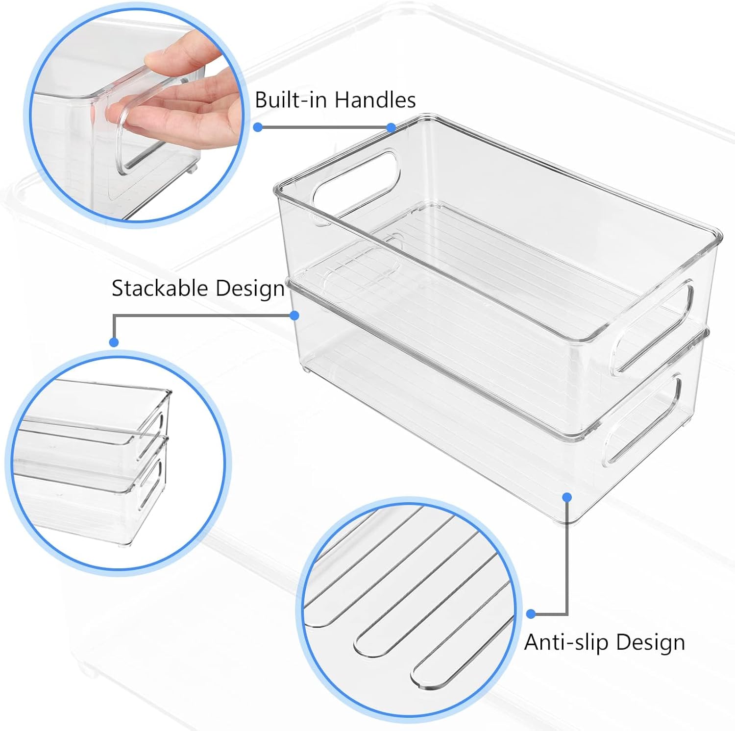 Thumbnail 3 de Diwoker Kühlschrank Organizer stapelbar (8er Set) – transparente Aufbewahrungsboxen mit Griff