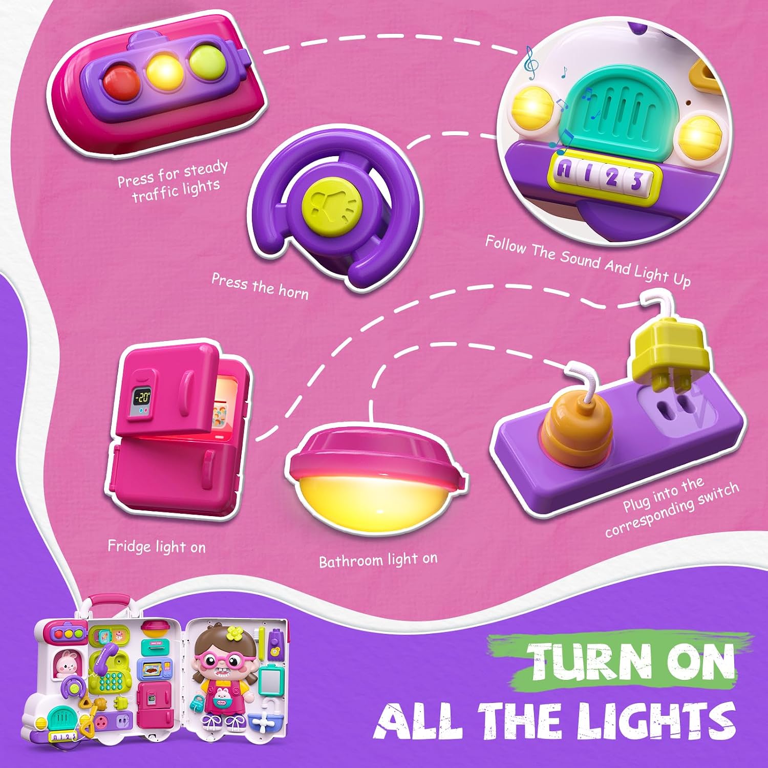 Detalle 2 de 54-in-1 Busy Board Montessori Toy for 1 Year Old