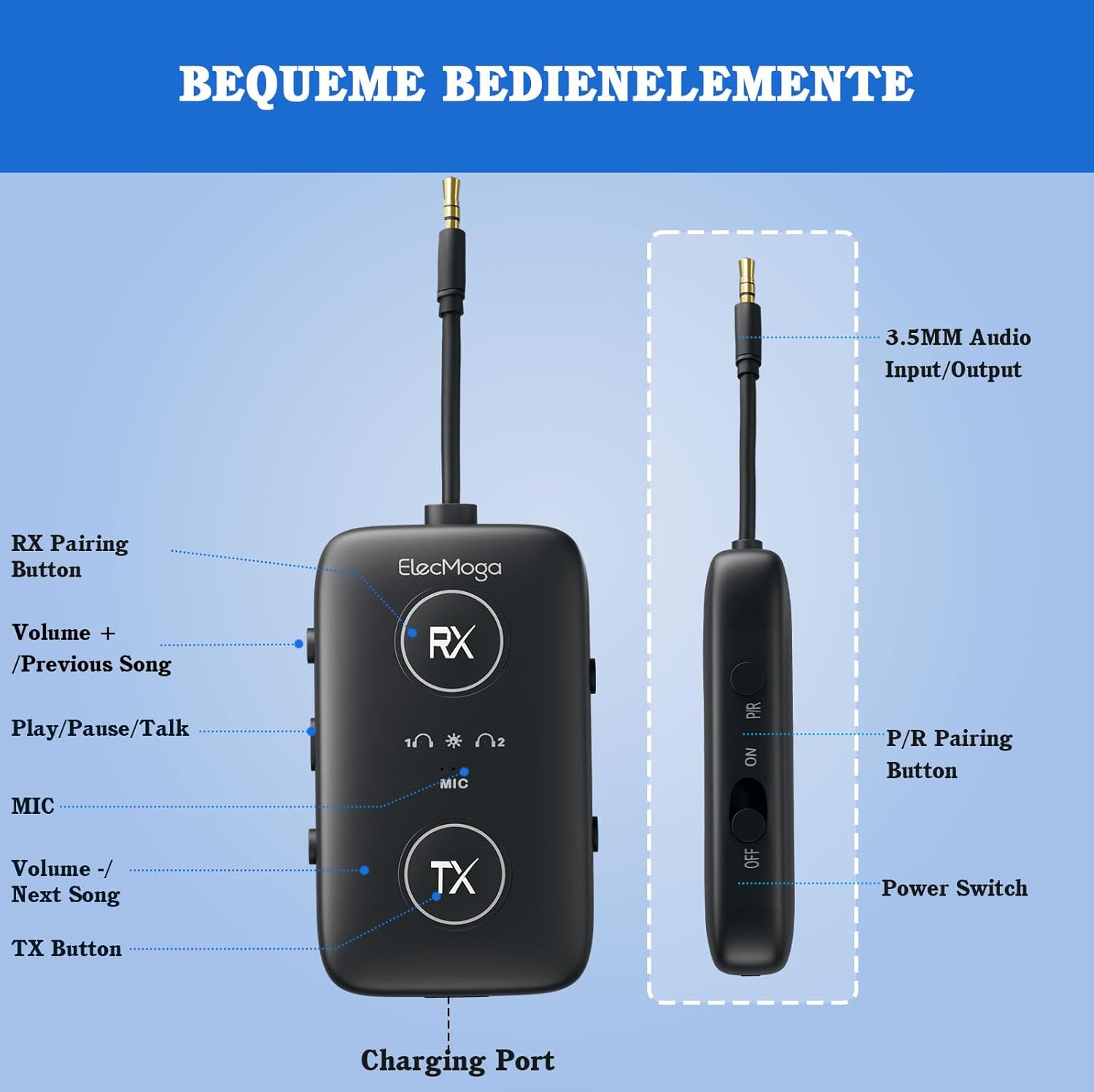 Thumbnail 5 de ElecMoga aptX Adaptive Bluetooth 5.4 transmitter for TV