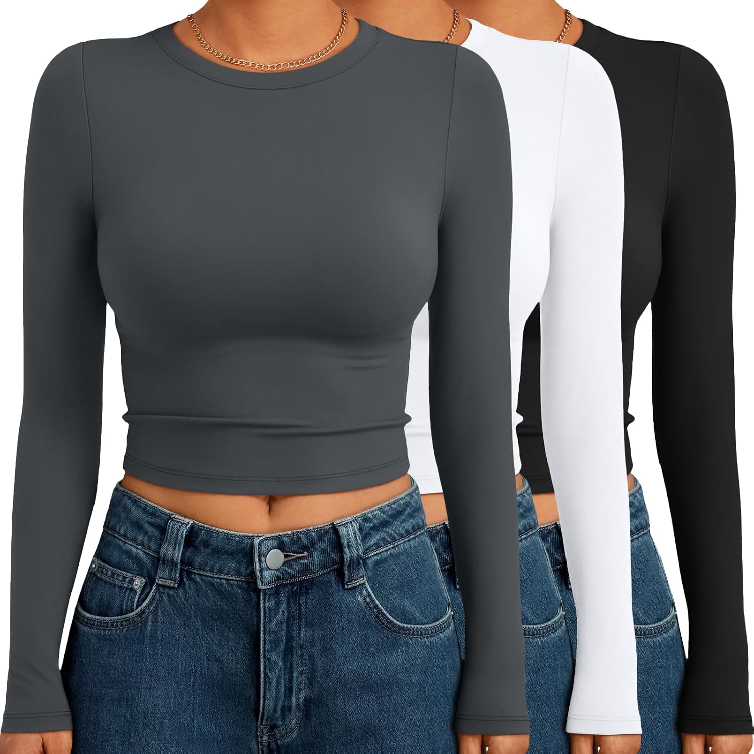 Detalle de AUTOMET Women's Long-Sleeve Tops, 3-Pack