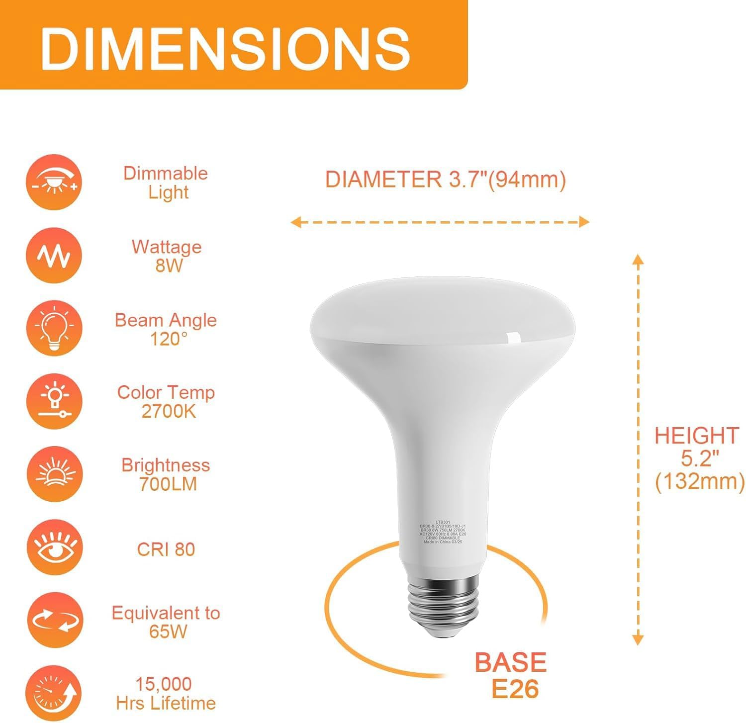 Detalle 2 de novapollo BR30 750LM dimmable LED bulb