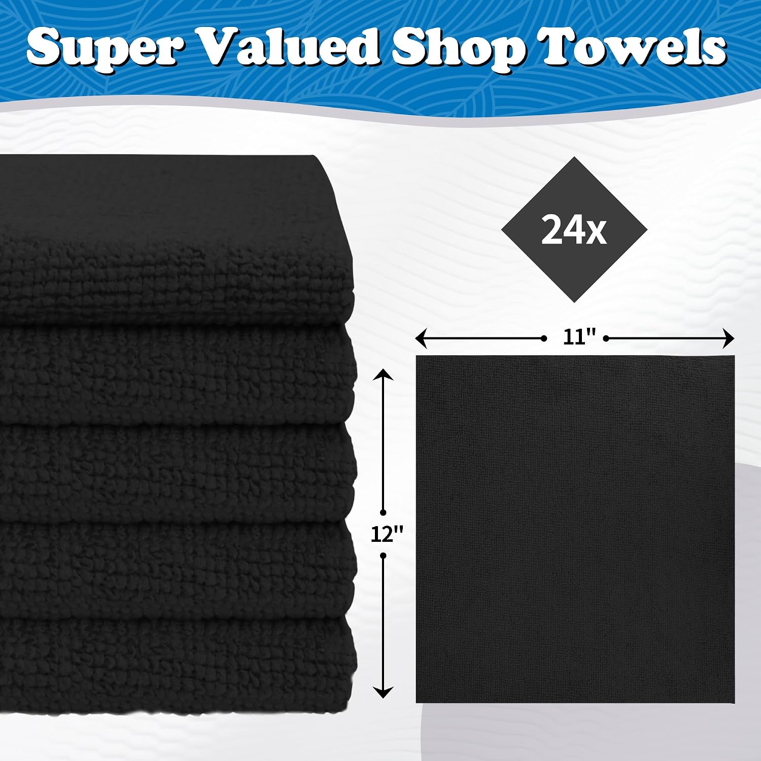 Detalle 2 de FIXSMITH FMJLC04-24BK Microfibre Cleaning Cloths, 24-Pack, Black