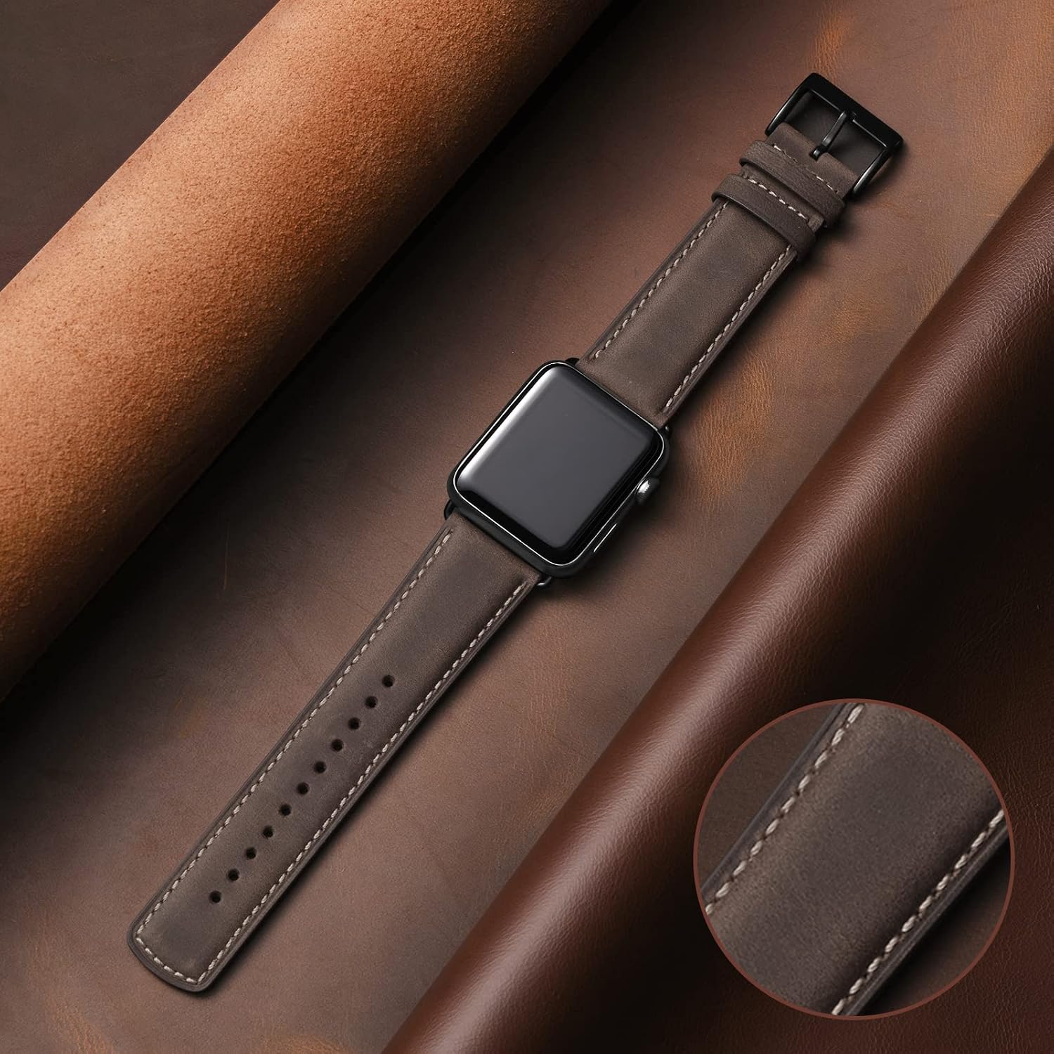 Detalle 2 de WFEAGL genuine leather Apple Watch strap 42mm