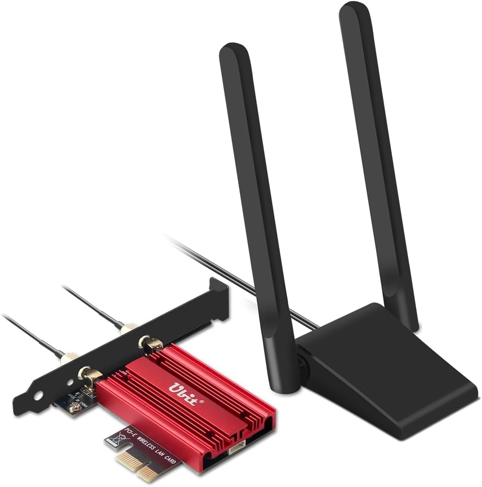 Detalle de Ubit Carte WiFi 7 6338 PCIe triple bande 6 GHz/5 GHz/2,4 GHz avec Bluetooth 5,4