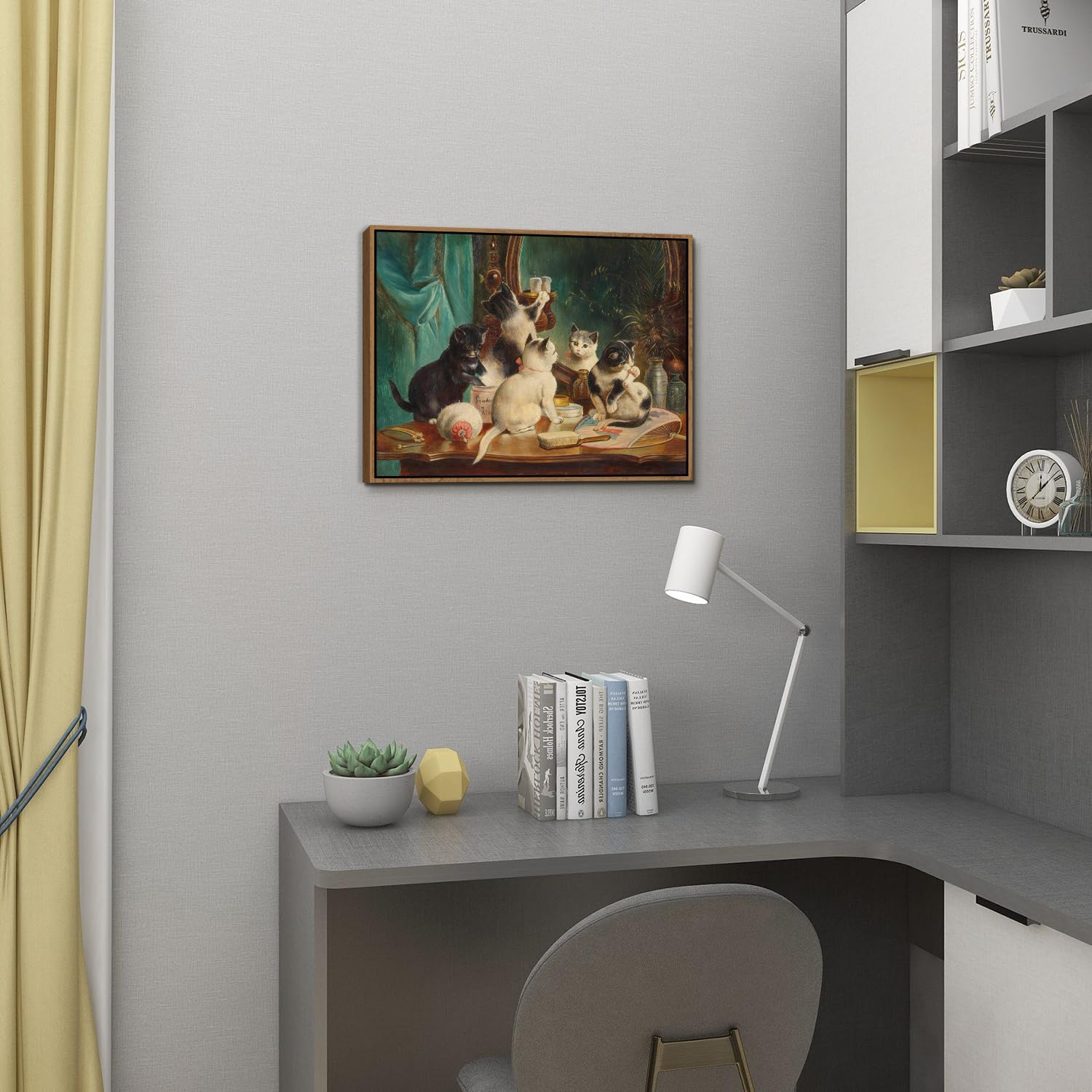 Thumbnail 1 de Retro Victoria Decor Funny Cat Framed Wall Art (12x16) – Charming Vintage Canvas for Bedroom or Nursery