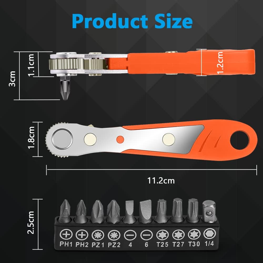 Thumbnail 1 de OSDUE Mini chiave a cricchetto magnetico 1/4" con punte PH/PZ/T e design ad angolo retto
