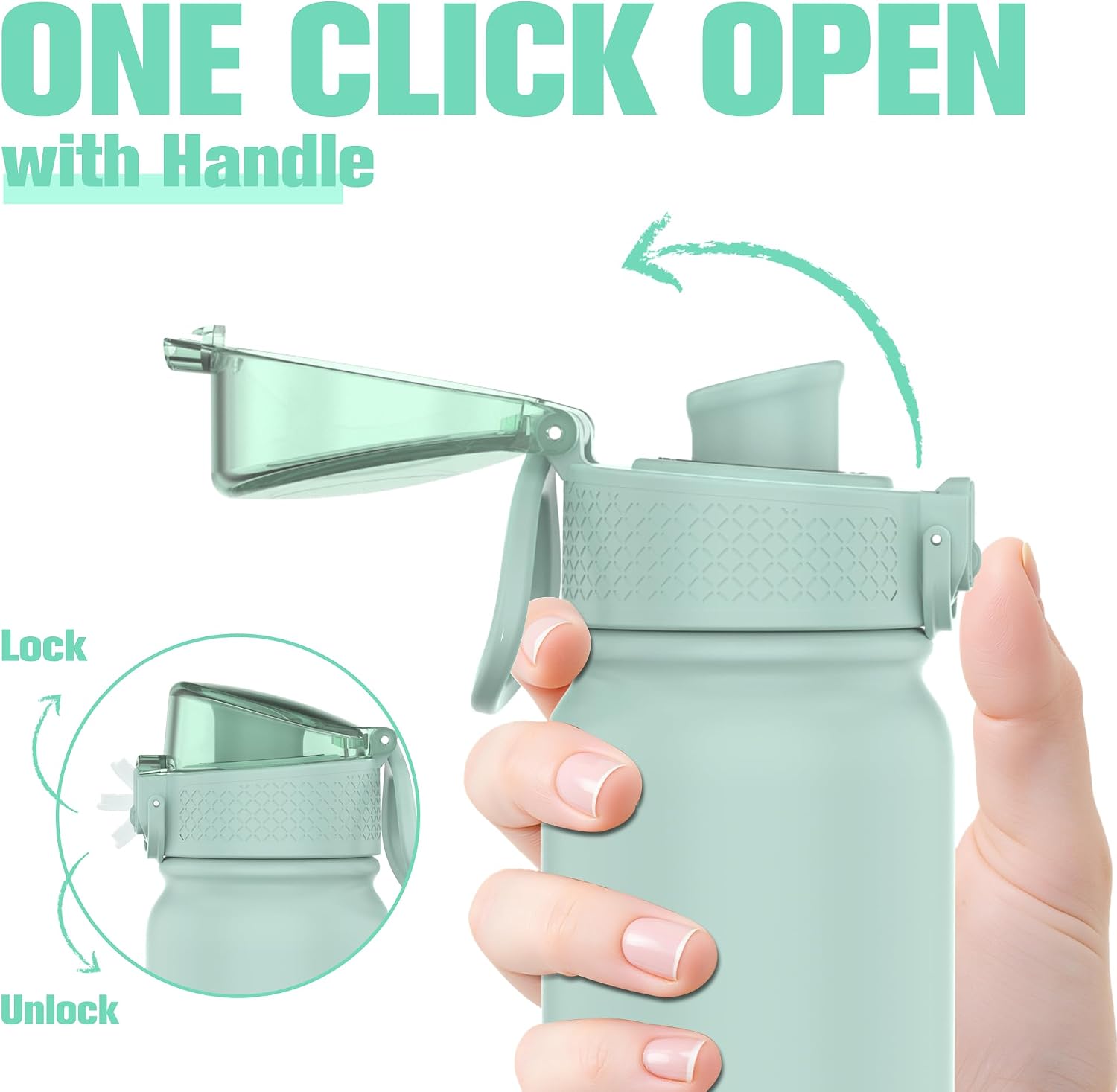 Detalle de GOPPUS 600ml Insulated Water Bottle with Spout Lid – Sage Green
