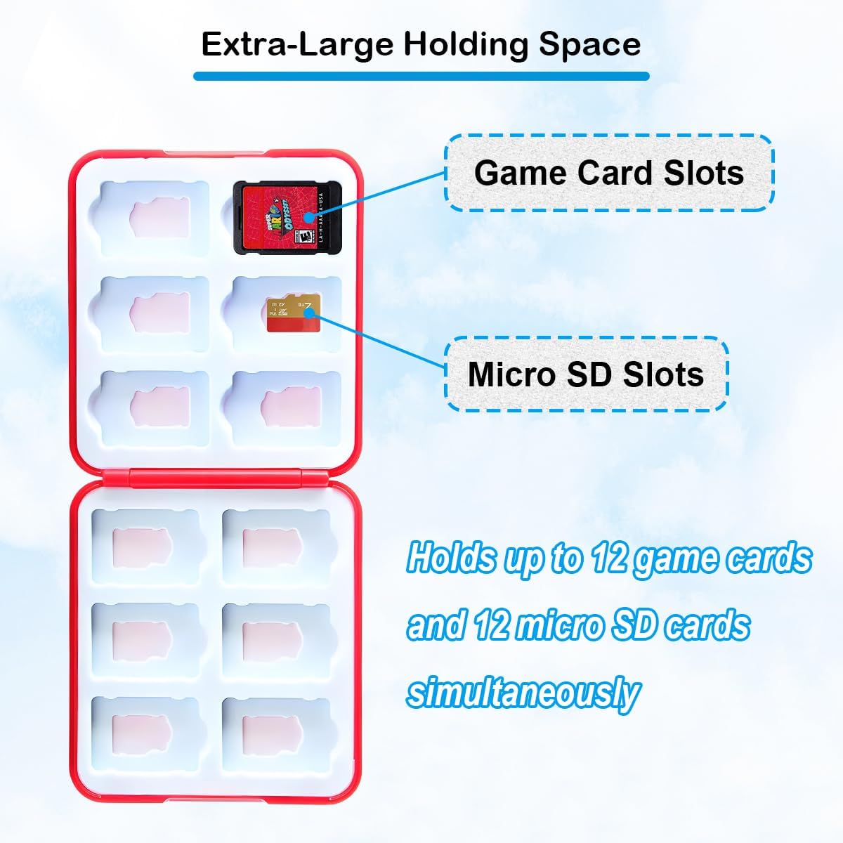 Thumbnail 2 de ZHUROUPU Game Card Case (2PCS Red + Yellow) for Nintendo Switch: 12 game card slots and 12 micro SD slots
