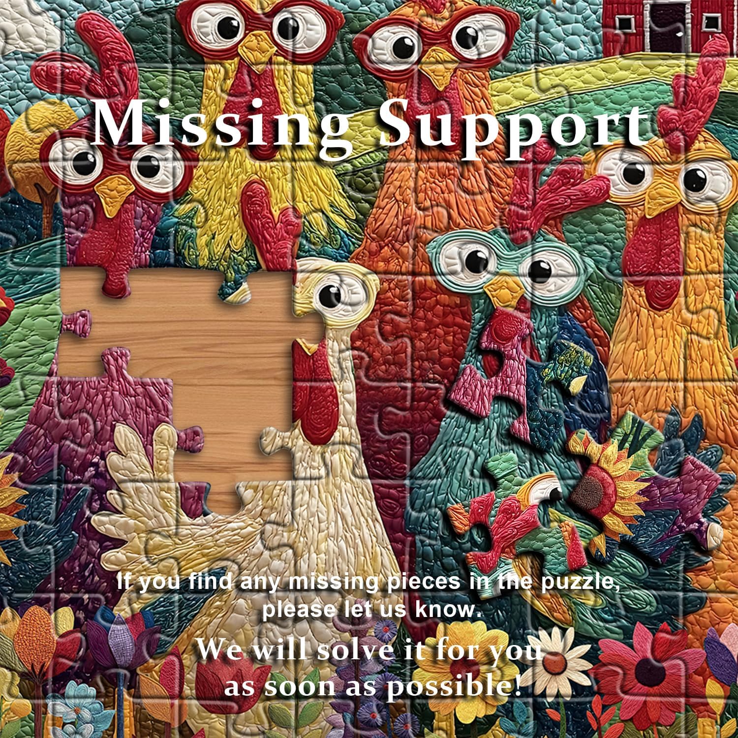 Thumbnail 6 de PICKFORU Chicken Puzzles for Adults 1000 Piece: Funny Chicken Jigsaw Puzzle with Rooster-Themed Garden Scene