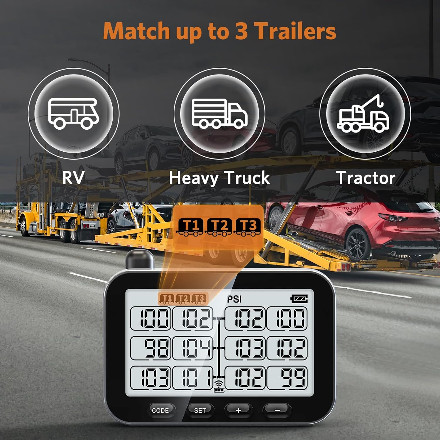 Thumbnail 1 de GUTA Trailer Tire Pressure Monitoring System (RV TPMS) with 8 Sensors, 6 Alert Modes & Signal Booster