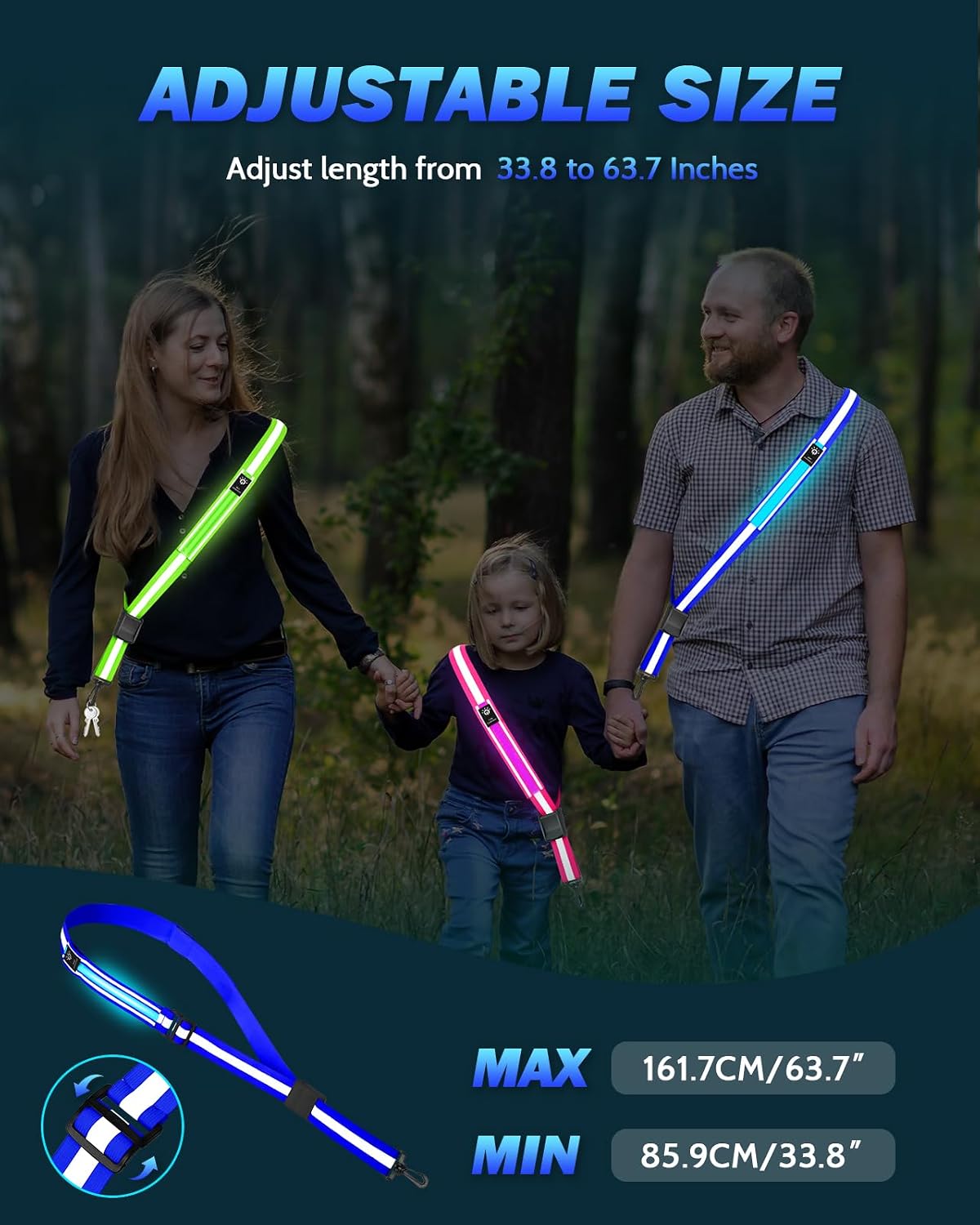 Detalle 2 de Fitense LED reflective sash, 85.9–161.7 cm