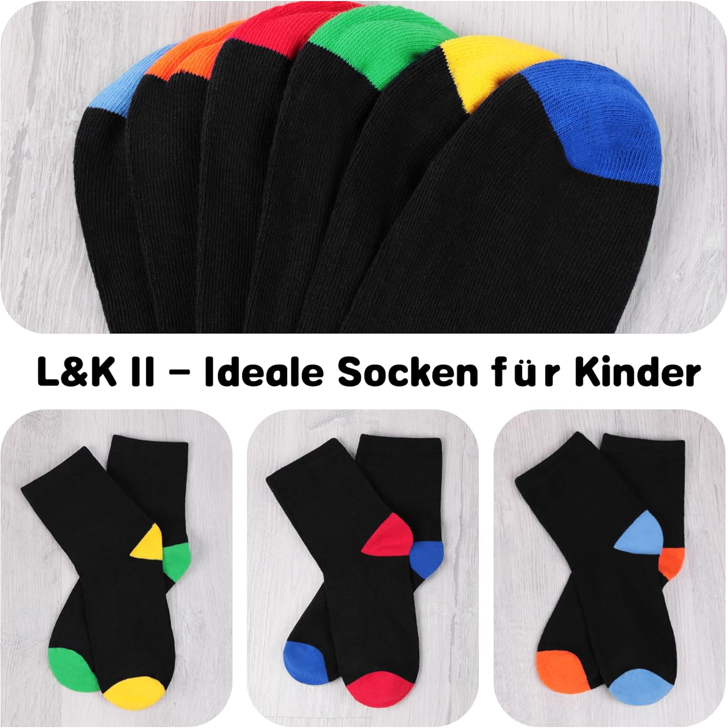 Thumbnail 1 de L&K-II – Paquet de chaussettes enfants hiver (12 paires) coton chaudes et élastique