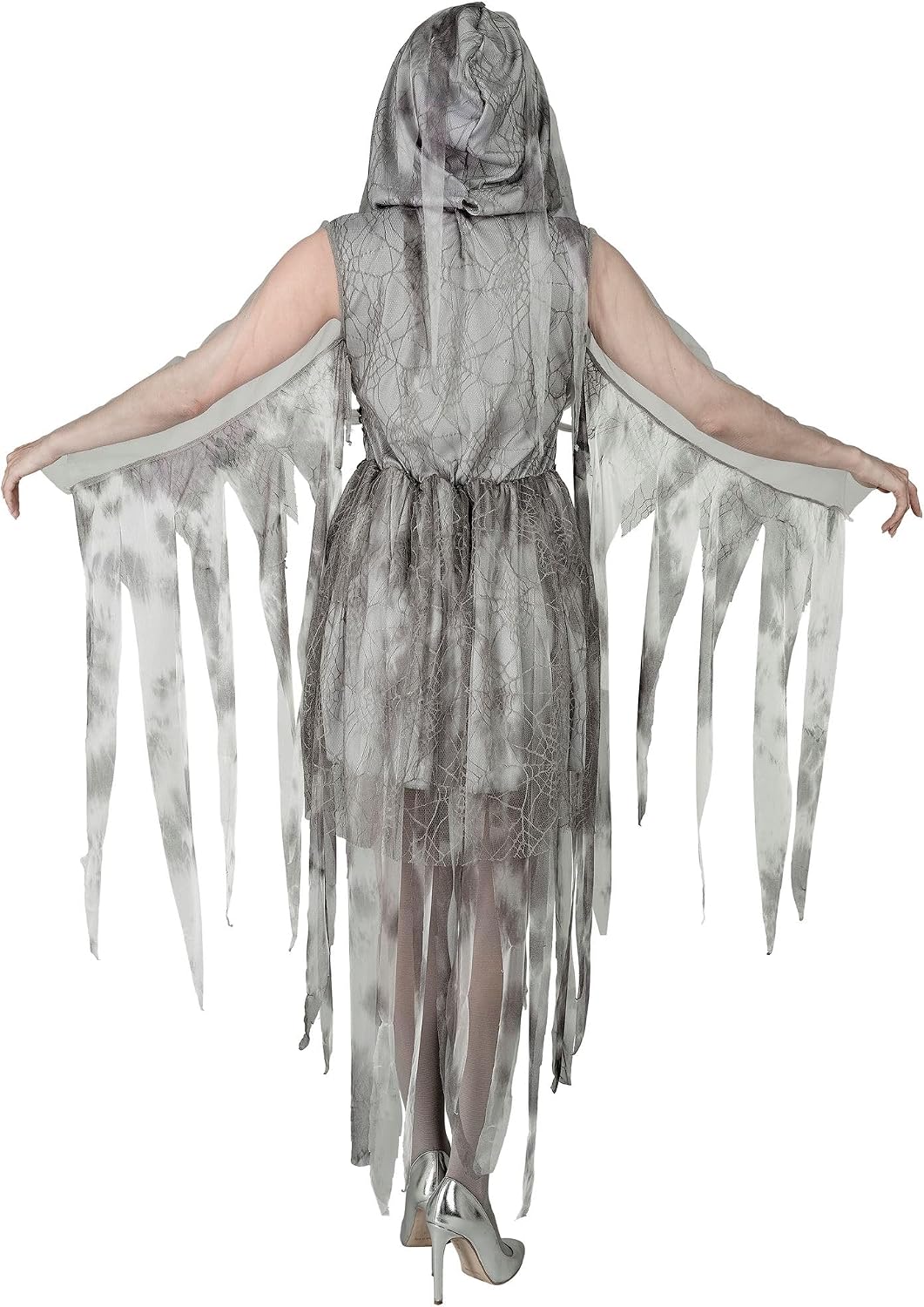 Detalle 2 de W WIDMANN MILANO Ghostly Spirit Kostüm für Damen – Grau, Kapuze mit Kette, Größe XL