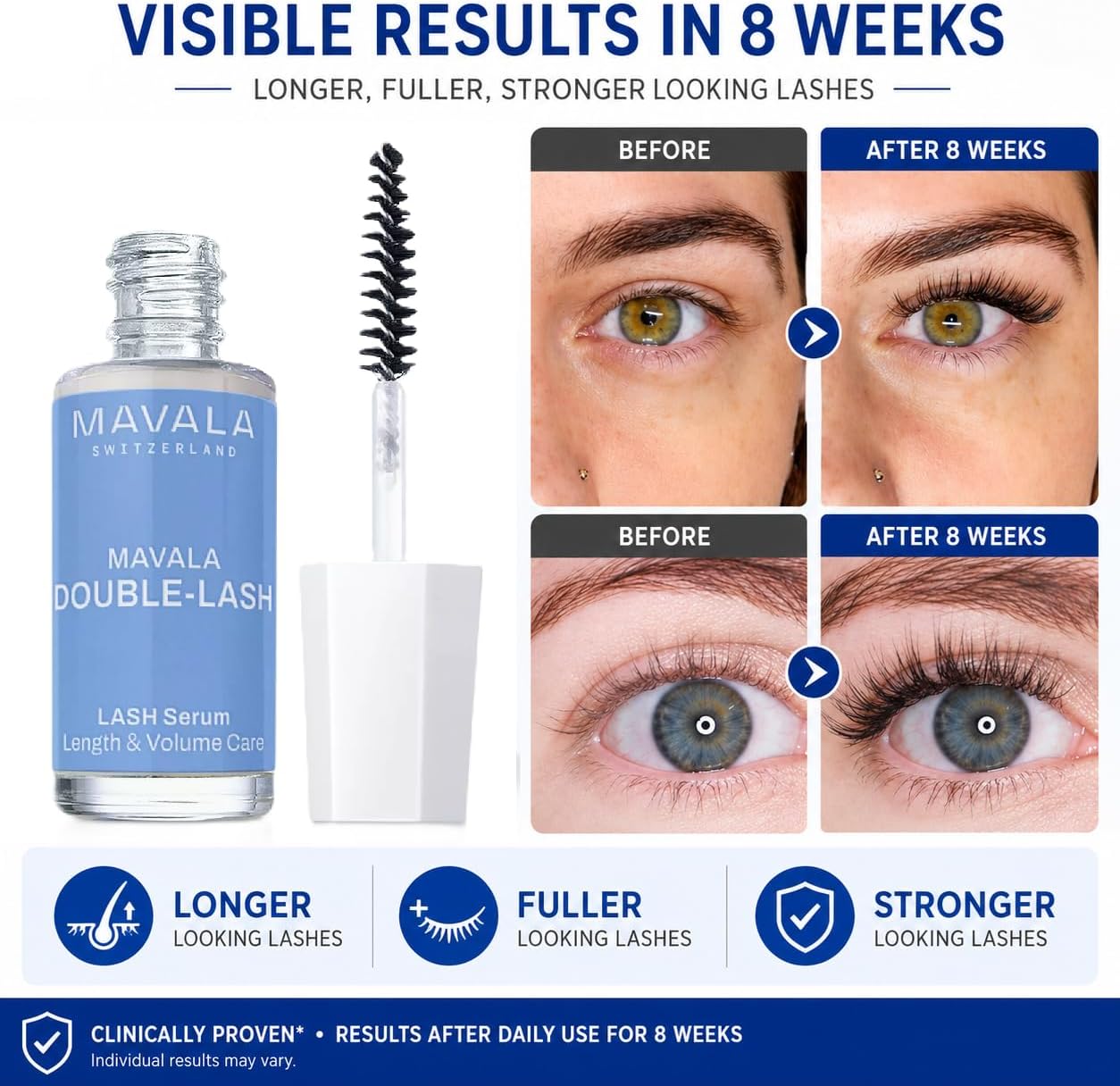 Detalle de Mavala Double-Lash (MA6HL) trattamento per ciglia più lunghe, dense e forti