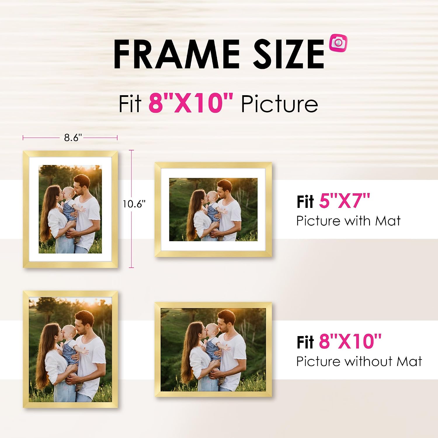 Thumbnail 1 de FIXSMITH 8x10 Picture Frame Bulk-6 Pack (Gold) with HD Plexiglass