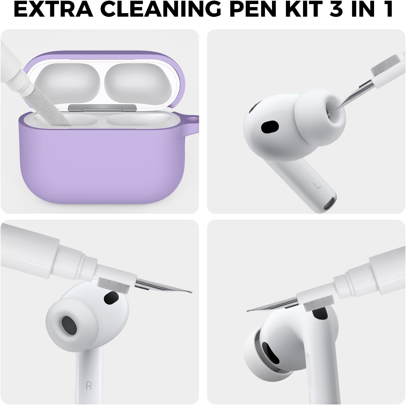 Thumbnail 6 de AhaStyle Hülle für AirPods Pro 3 (2025) mit Reinigungsstift, Karabiner und Handschlaufe