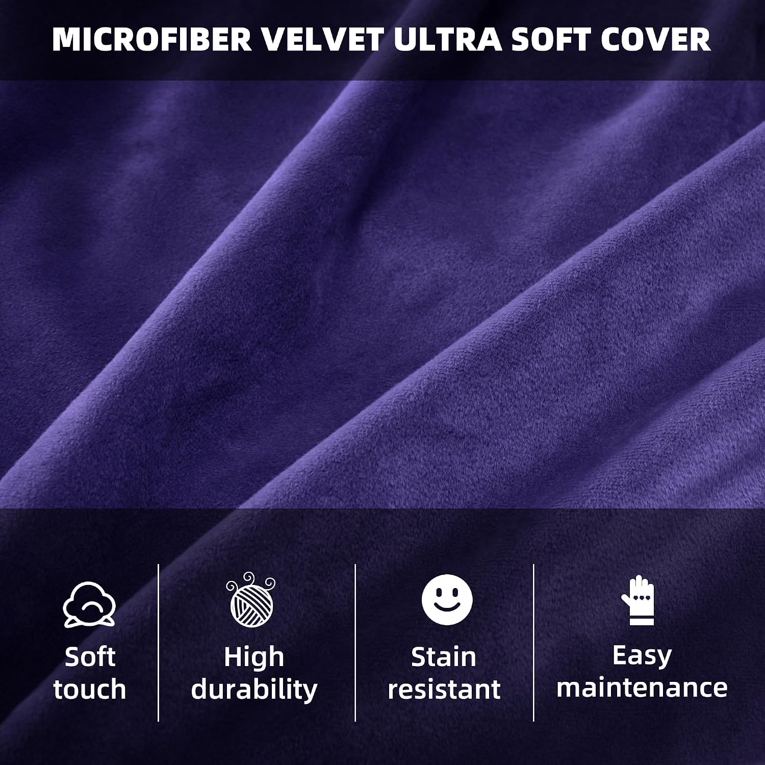 Detalle 1 de HABUTWAY BEAN BAG CHAIR 3FT Velvet Bean Bag Chair, Purple, Memory Foam