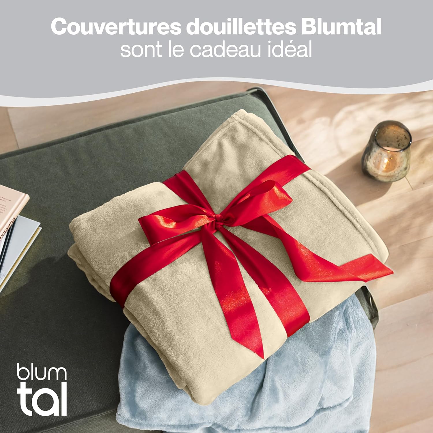 Thumbnail 4 de Blumtal Couverture polaire 270x230 pour canapé et lit, beige (certifiée Oeko-TEX)