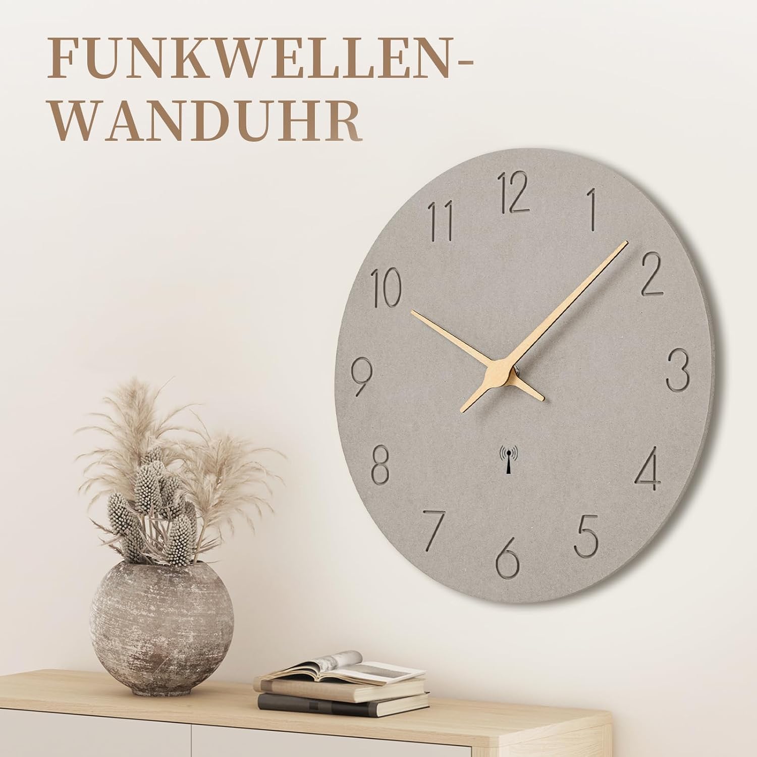 Detalle de Warminn Horloge Murale Radio Pilotée radiogestuurde wandklok, 30 cm, stil